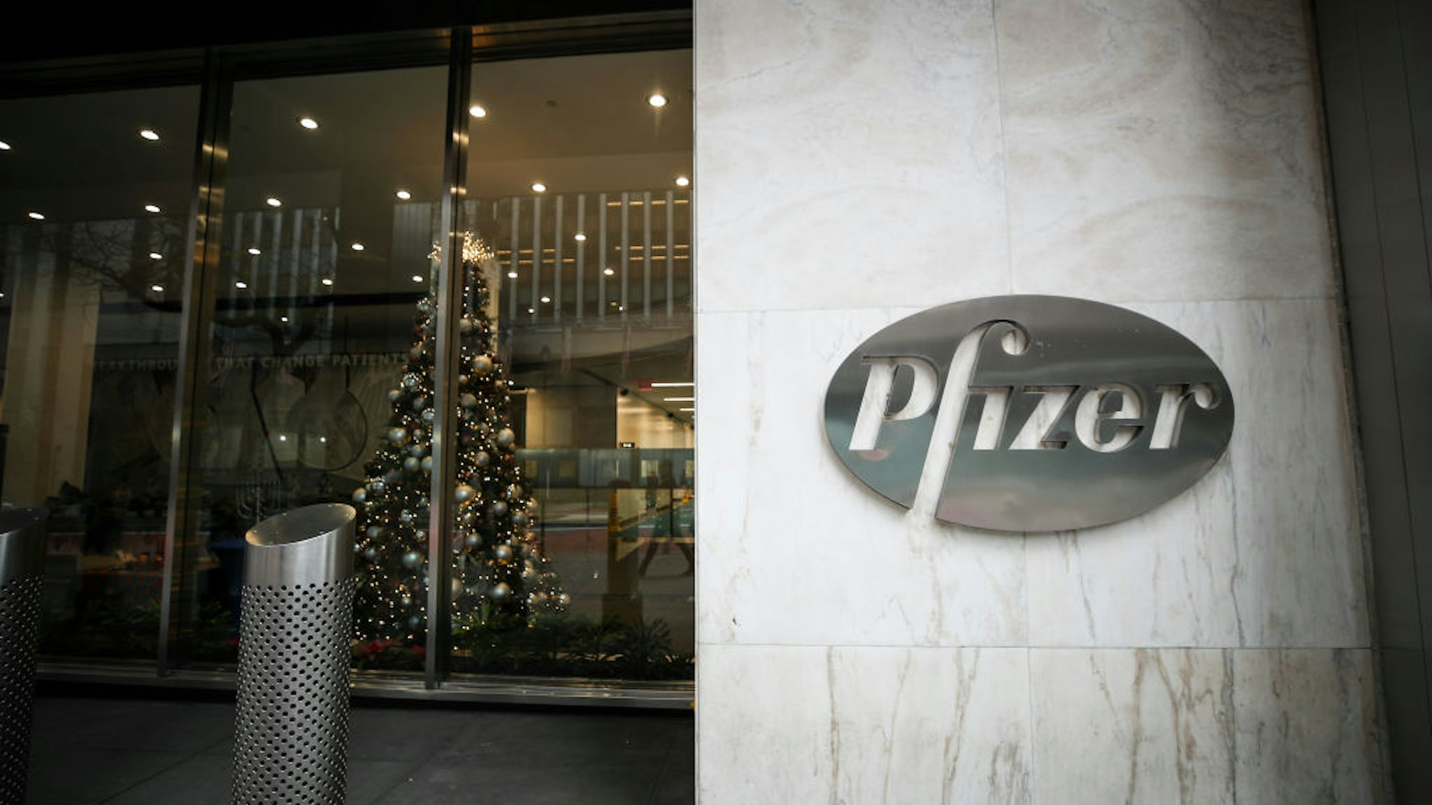 NEW YORK, USA - DECEMBER 02: Pfizer head quarter is seen in Manhattan, New York City, United States on December 2, 2020. Pfizer/BioNTech coronavirus vaccine to be available next week in UK following regulator approval.