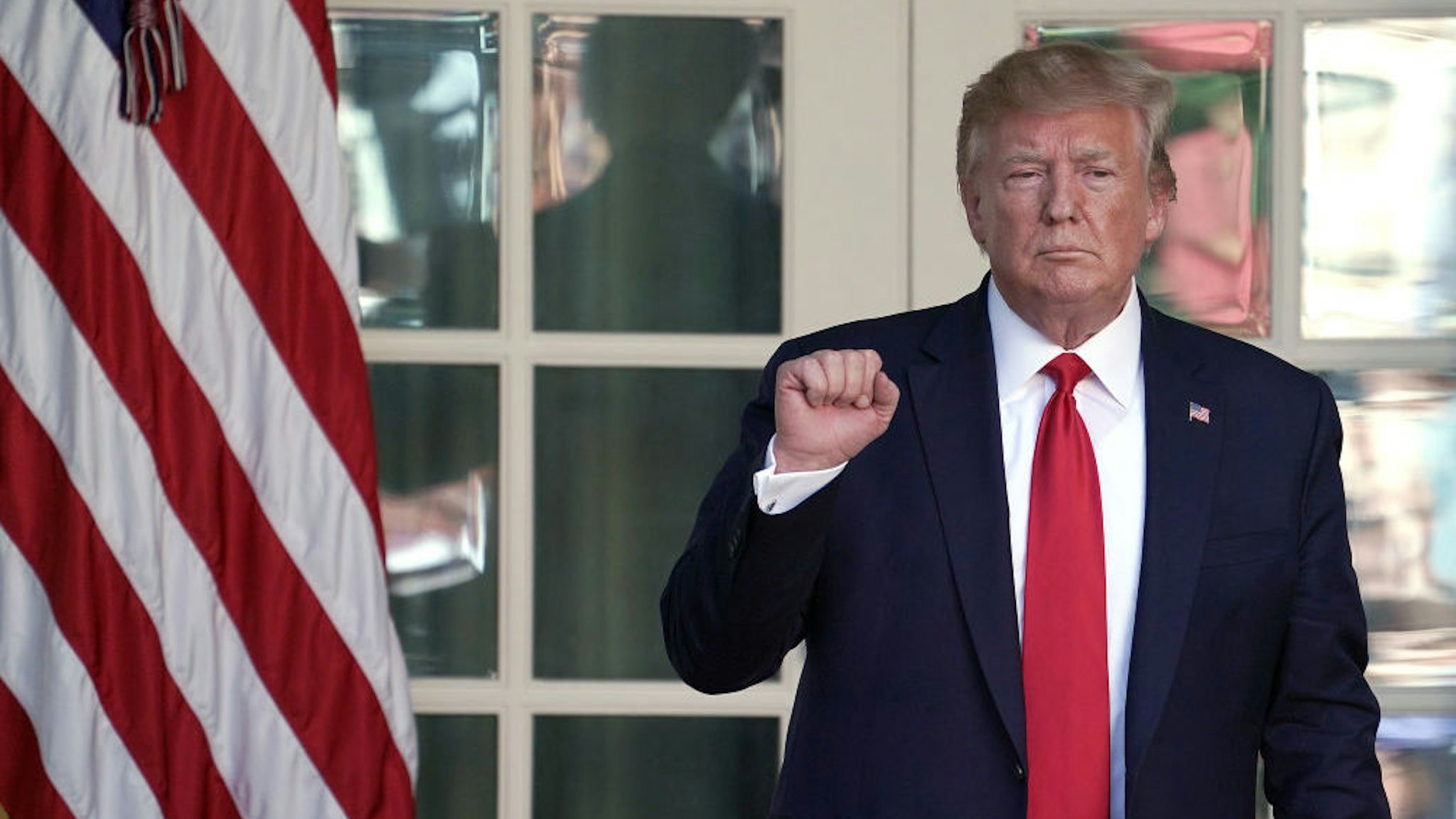 WASHINGTON, DC - AUGUST 29: U.S. President Donald Trump heads back to the Oval Office after attending an event establishing the U.S. Space Command, the sixth national armed service, in the Rose Garden at the White House August 29, 2019 in Washington, DC. Citing potential threats from China and Russia and the nation’s reliance on satellites for defense operations, Trump said the U.S. needs to launch a 'space force.' U.S. Air Force Gen. John Raymond will serve as the first head of Space Command, which will have 87 active units handling operations such as missile warning, satellite surveillance, space control and space support. (Photo by Chip Somodevilla/Getty Images)