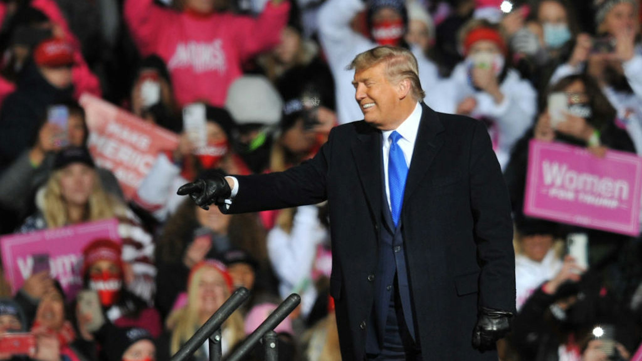 OMAHA, NE - OCTOBER 27: US President Donald Trump speaks during a campaign rally on October 27, 2020 in Omaha, Nebraska. With the presidential election one week away, candidates of both parties are attempting to secure their standings in important swing states. (Photo by Steve Pope/Getty Images)