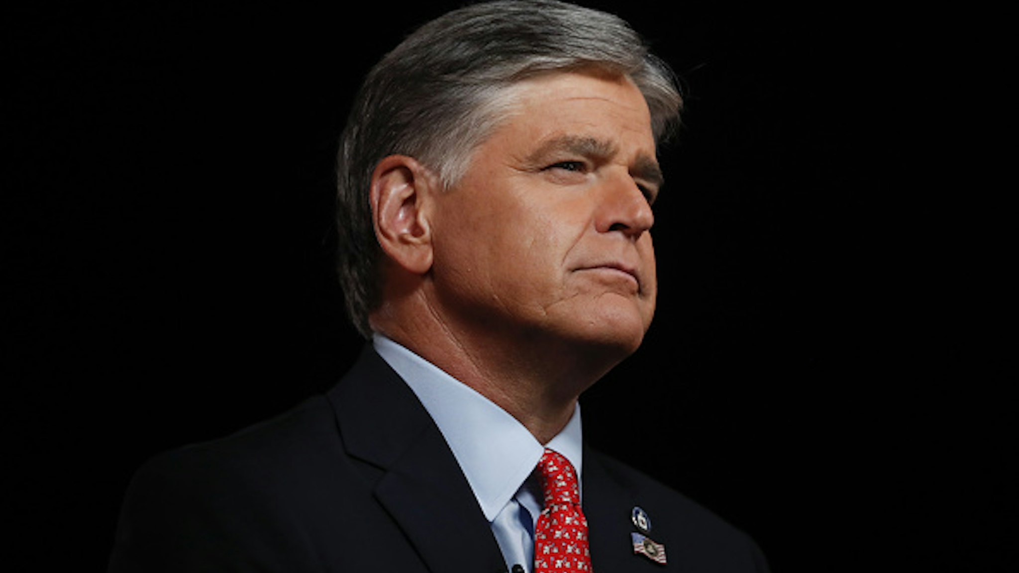 Sean Hannity, host at Fox News, broadcasts from the Republican National Convention at Fort McHenry National Monument and Historic Shrine in Baltimore, Maryland, U.S., on Wednesday, Aug. 26, 2020. Vice President Pence will make the case for a second term for himself and President Trump today capping a night at the Republican National Convention designed to emphasize the military, law enforcement and public displays of patriotism.