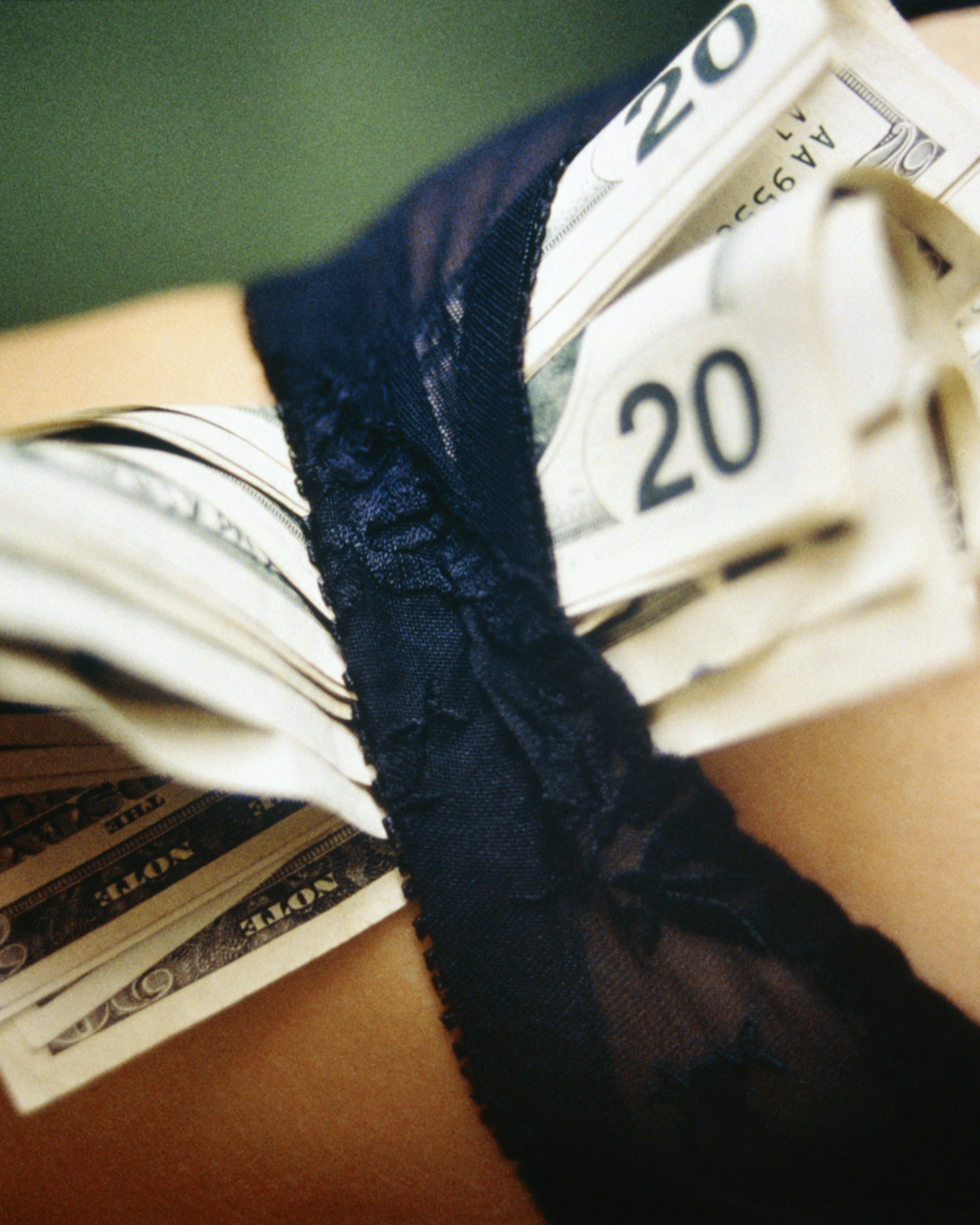 Woman with Twenty Dollar Bills in Her Panties