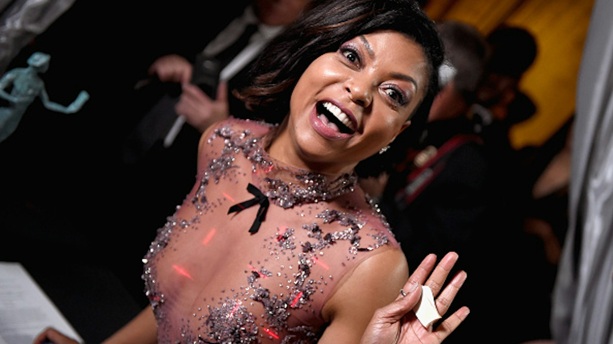LOS ANGELES, CA - JANUARY 29: Actor Taraji P. Henson, winner of the Outstanding Cast in a Motion Picture award for 'Hidden Figures', poses backstage during The 23rd Annual Screen Actors Guild Awards at The Shrine Auditorium on January 29, 2017 in Los Angeles, California. 26592_017