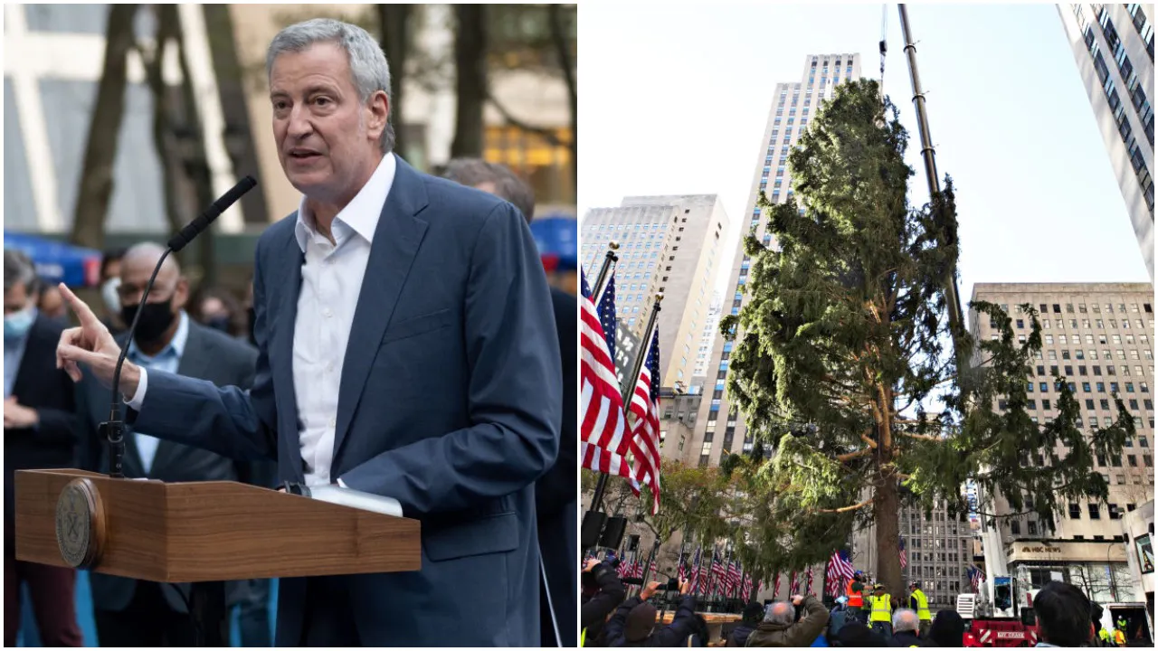 De Blasio, Rockefeller Center Announce Restrictions For Christmas Tree Viewing