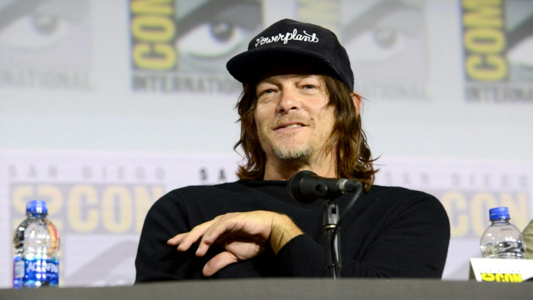 Norman Reedus speaks at "The Walking Dead" Panel during 2019 Comic-Con International at San Diego Convention Center on July 19, 2019 in San Diego, California.