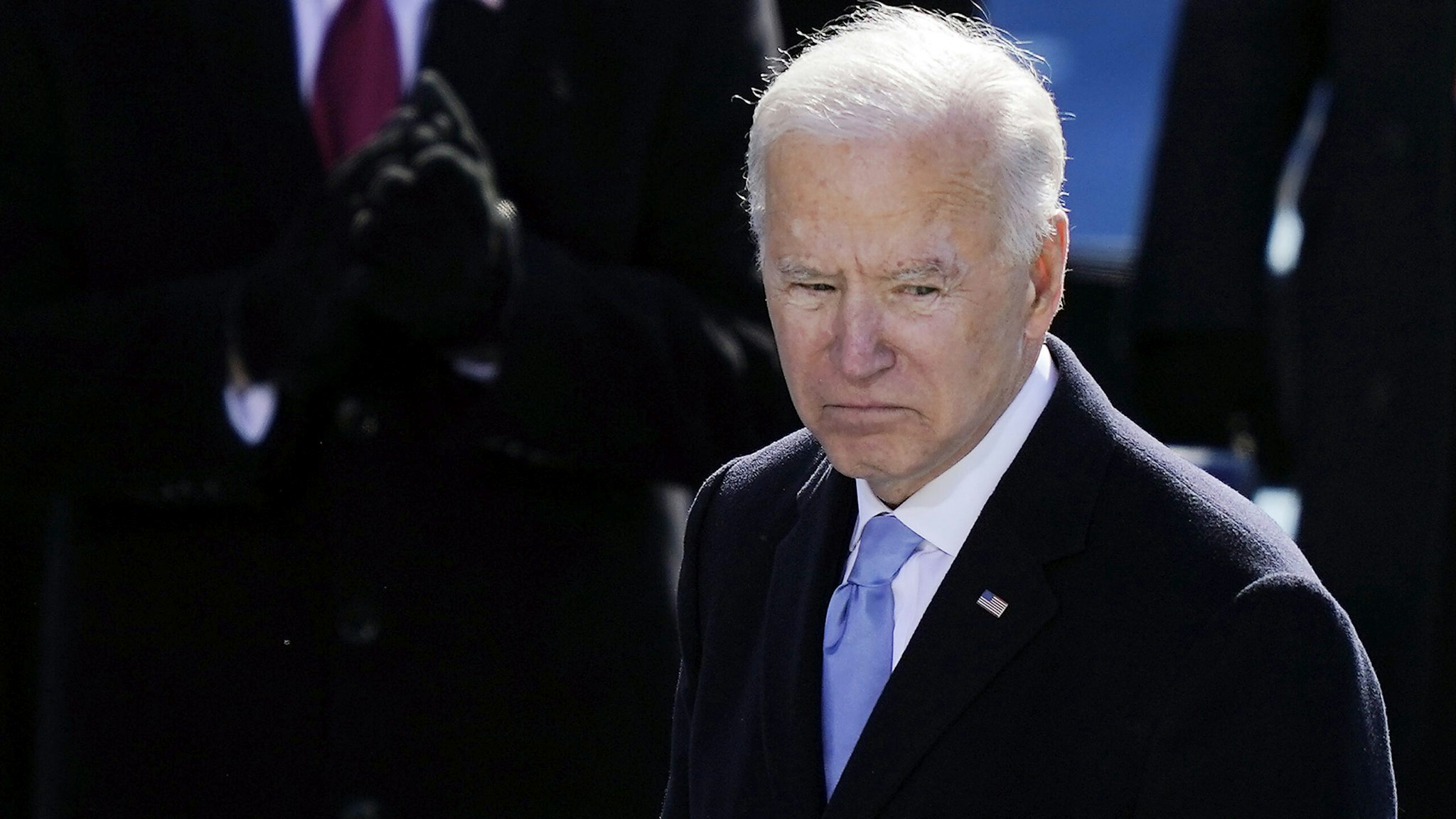 WASHINGTON, DC - JANUARY 20: U.S. President Joe Biden pauses after delivering his inaugural address on the West Front of the U.S. Capitol on January 20, 2021 in Washington, DC. During today's inauguration ceremony Joe Biden becomes the 46th president of the United States.