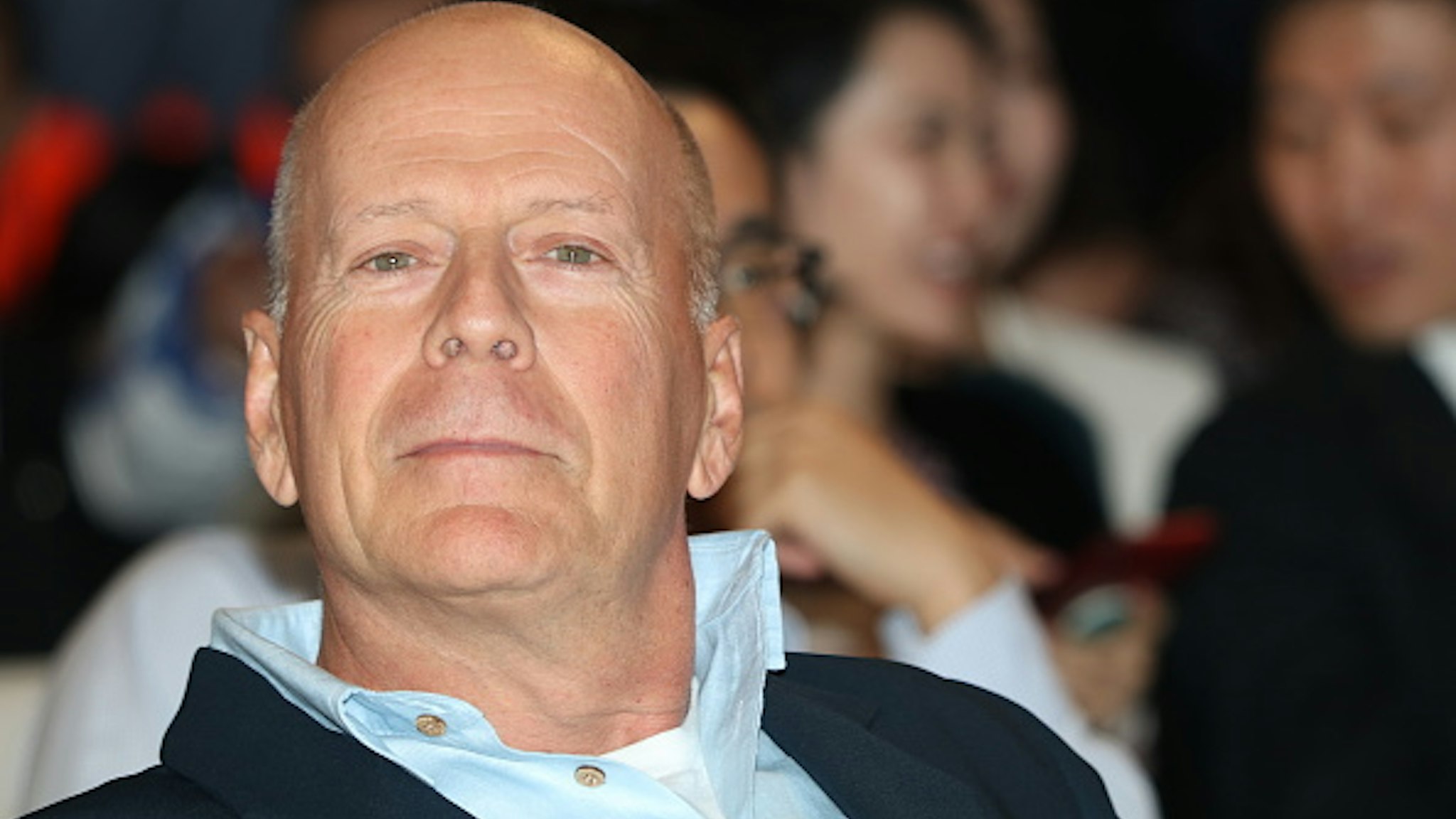 SHANGHAI, CHINA - NOVEMBER 04: American actor Bruce Willis attends CocoBaba and Ushopal activity on November 4, 2019 in Shanghai, China.