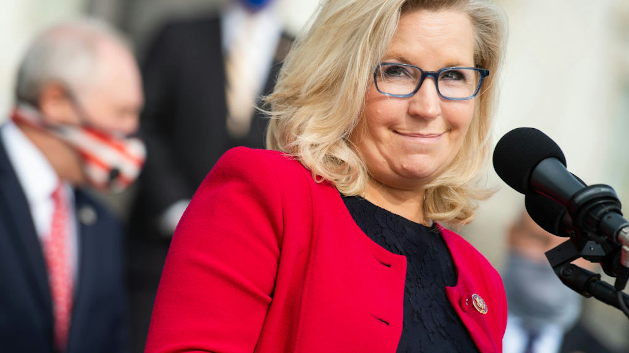 Republican Conference Chair Liz Cheney, R-Wyo., speaks during an event on the House steps of the Capitol to announce the Commitment to America, agenda on Tuesday, September 15, 2020.