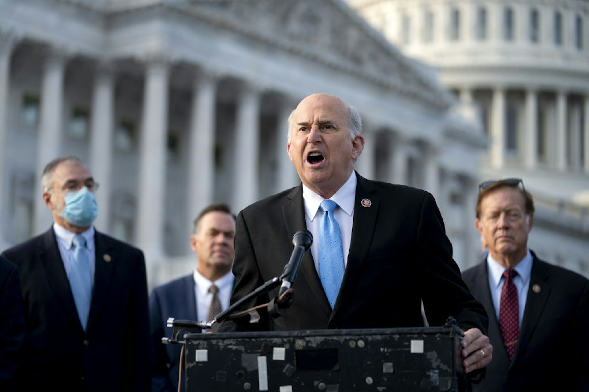 Representative Louie Gohmert, a Republican from Texas, speaks during a news conference with members of the Freedom Caucus outside the U.S. Capitol in Washington, D.C., U.S., on Thursday, Dec. 3, 2020.