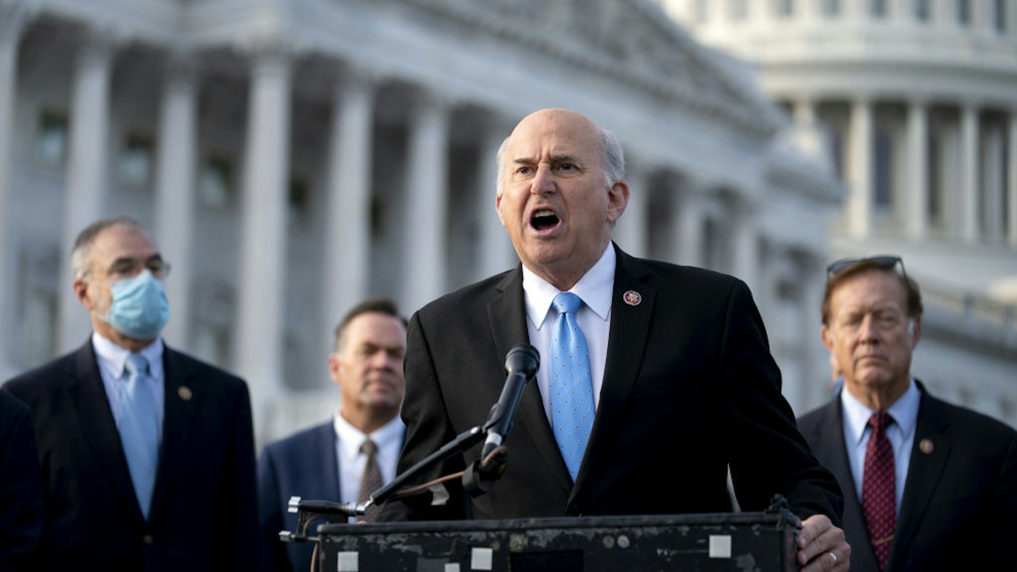 Representative Louie Gohmert, a Republican from Texas, speaks during a news conference with members of the Freedom Caucus outside the U.S. Capitol in Washington, D.C., U.S., on Thursday, Dec. 3, 2020.
