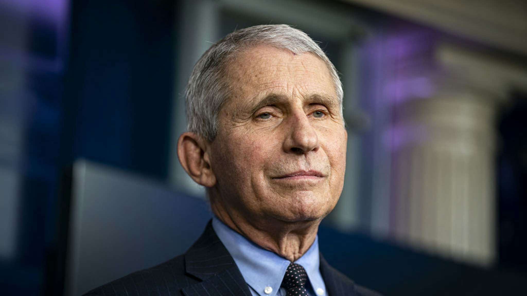 Anthony Fauci, director of the National Institute of Allergy and Infectious Diseases, listens during a news conference in the James S. Brady Press Briefing Room at the White House in Washington, D.C., U.S., on Thursday, Jan. 21, 2021.