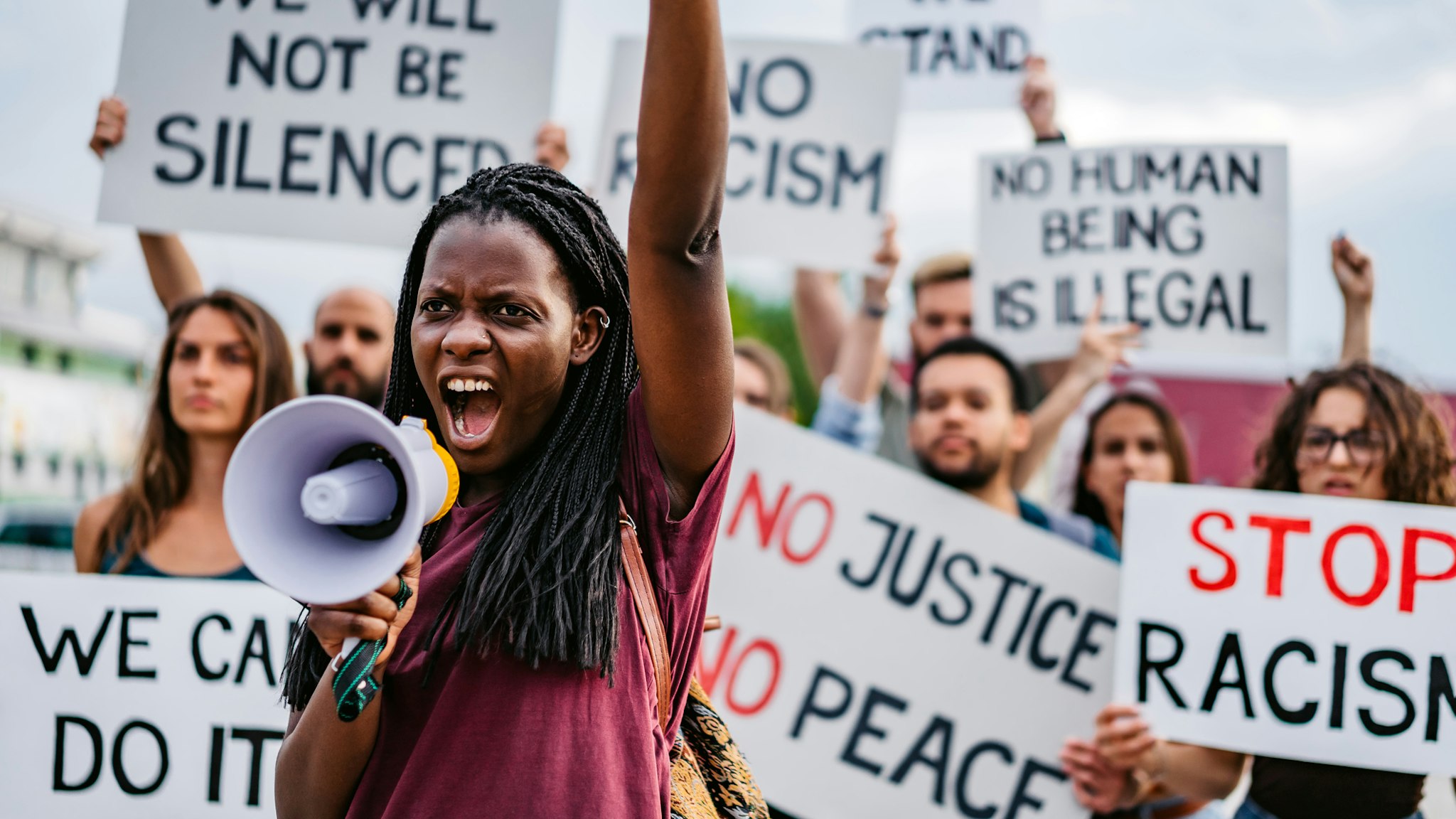 People on strike against racism - stock photo