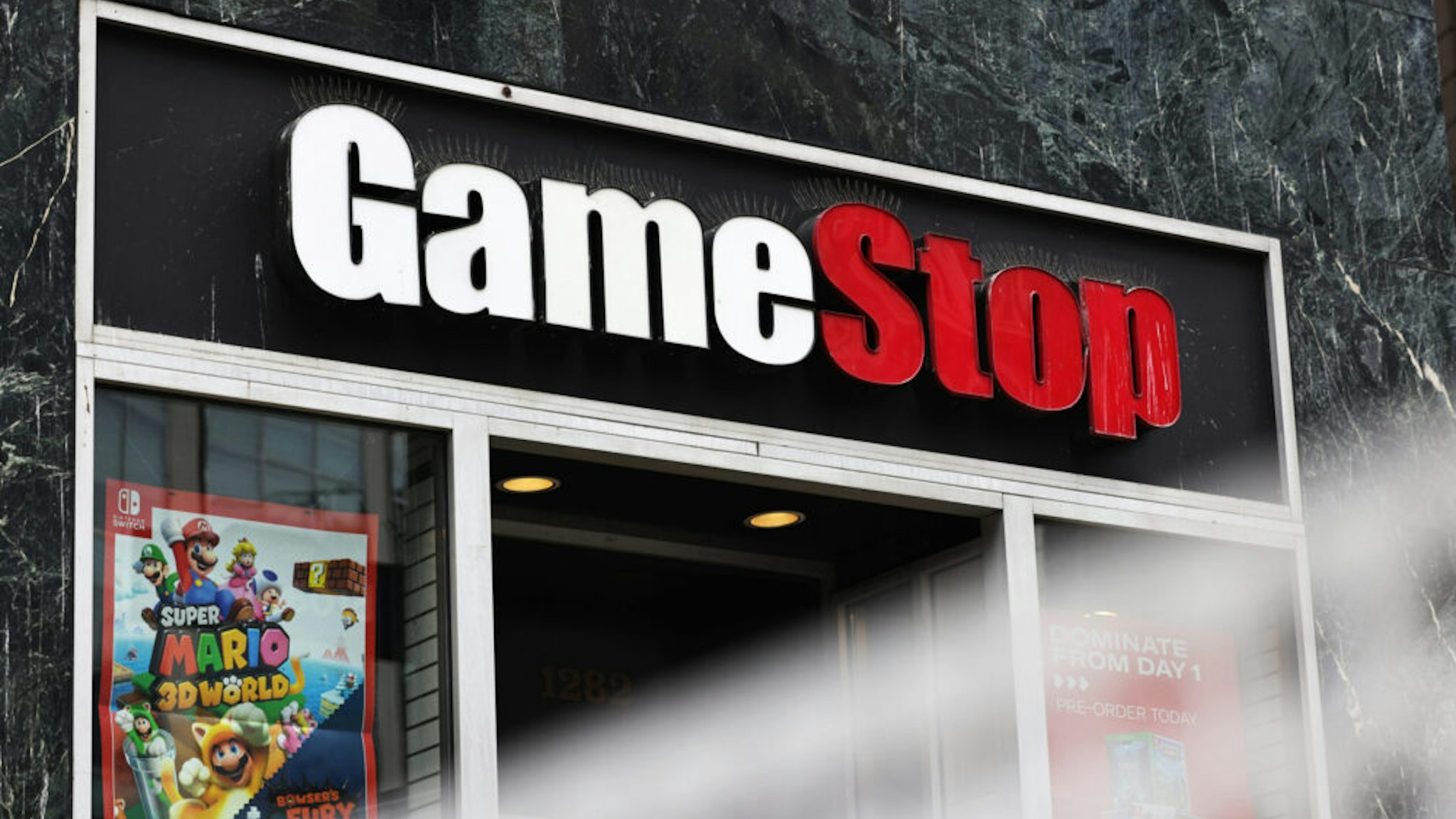 NEW YORK, NEW YORK - JANUARY 27: GameStop store signage is seen on January 27, 2021 in New York City. Stock shares of videogame retailer GameStop Corp has increased 700% in the past two weeks due to amateur investors.
