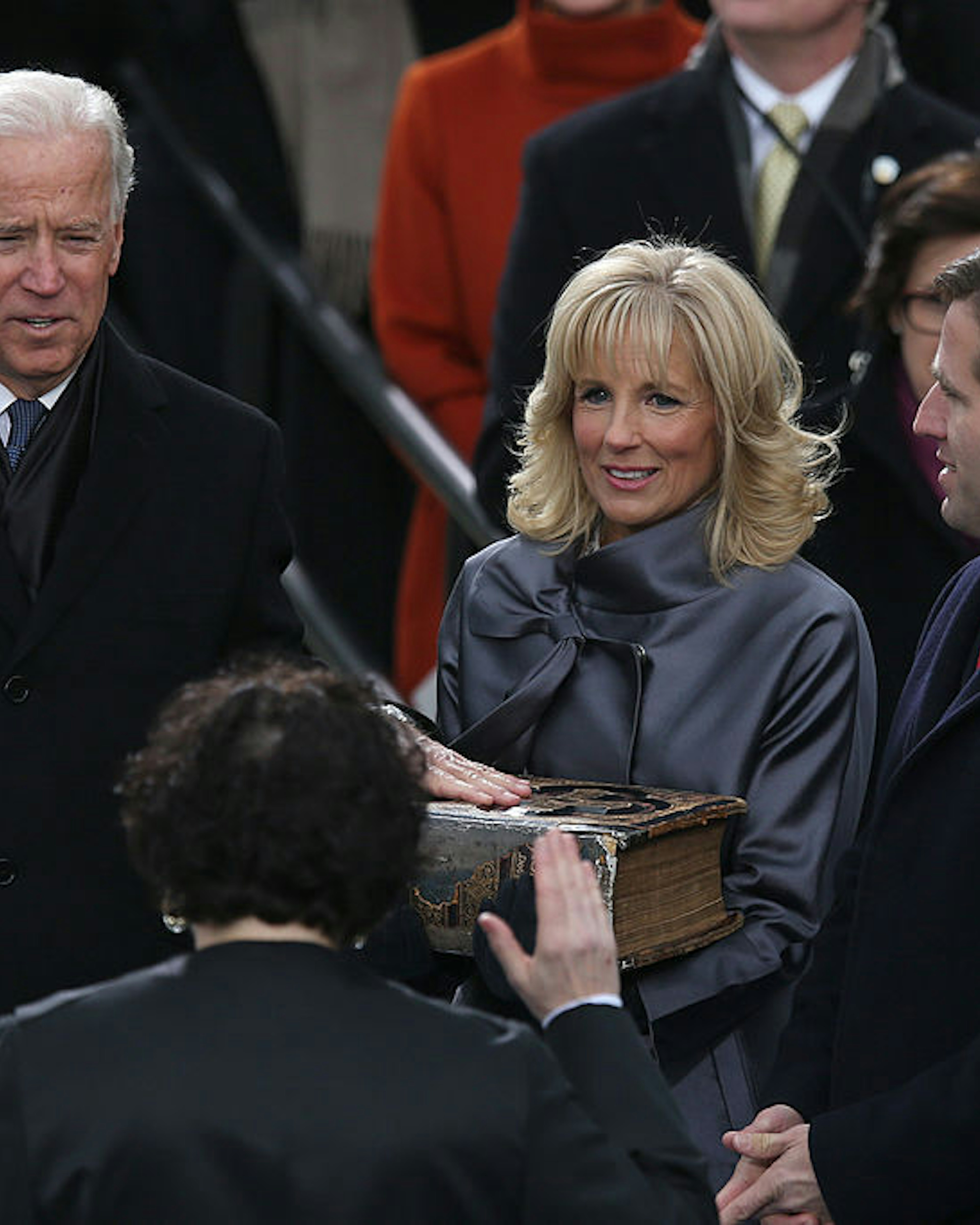 WASHINGTON, DC - JANUARY 21: U.S. Vice President Joe Biden is sworn in by Supreme Court Justice Sonia Sotomayor as wife Dr. Jill Biden and son Beau Biden look on during the presidential inauguration on the West Front of the U.S. Capitol January 21, 2013 in Washington, DC. Barack Obama was re-elected for a second term as President of the United States. (Photo by Mark Wilson/Getty Images)