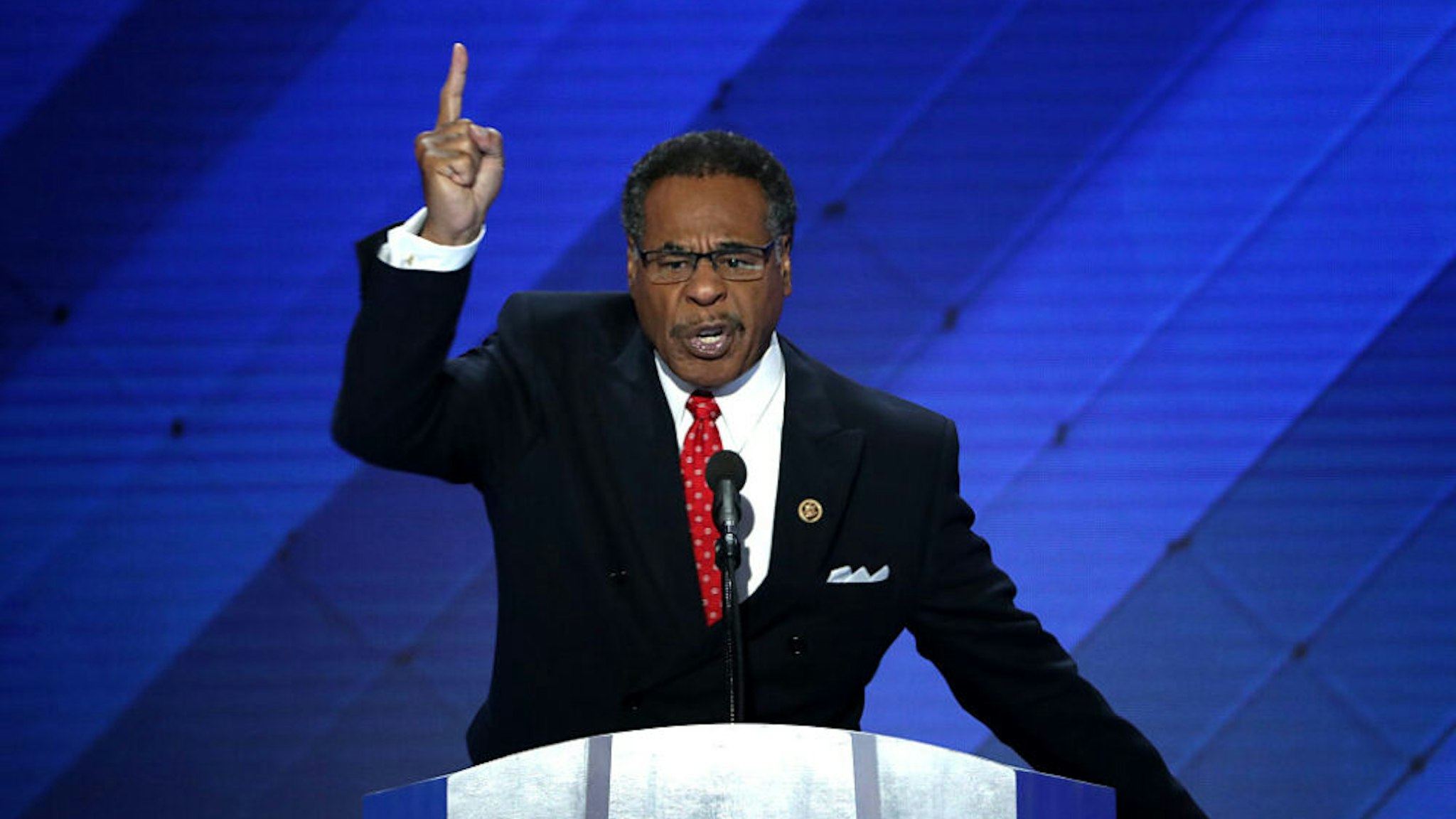 PHILADELPHIA, PA - JULY 28: U.S. Representative Emanuel Cleaver (D-MO) delivers remarks on the fourth day of the Democratic National Convention at the Wells Fargo Center, July 28, 2016 in Philadelphia, Pennsylvania. Democratic presidential candidate Hillary Clinton received the number of votes needed to secure the party's nomination. An estimated 50,000 people are expected in Philadelphia, including hundreds of protesters and members of the media. The four-day Democratic National Convention kicked off July 25.