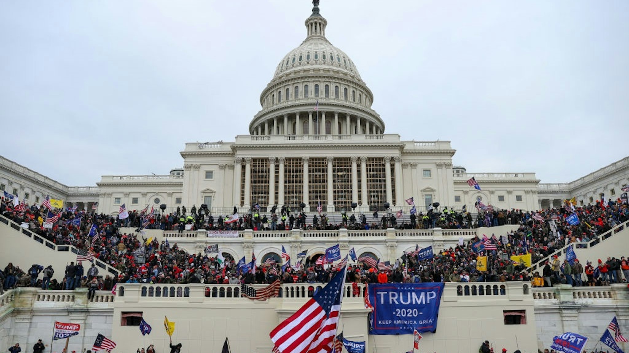 WASHINGTON D.C., USA - JANUARY 6: US President Donald Trumps supporters gather outside the Capitol building in Washington D.C., United States on January 06, 2021.