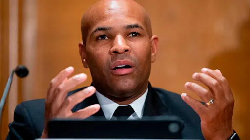 US-HEALTH-VIRUS-HEARING US Surgeon General Jerome Adams speaks during a Senate Health, Education, Labor and Pensions Committee hearing on September 9, 2020 in Washington, DC to discuss vaccines and protecting public health during the coronavirus pandemic.