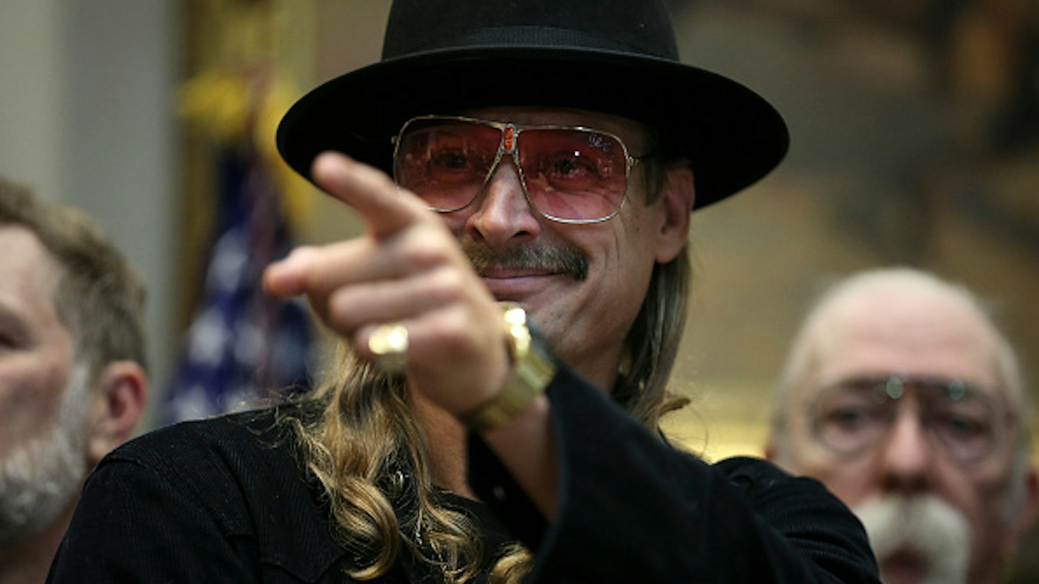 WASHINGTON, DC - OCTOBER 11: (AFP OUT) Kid Rock attends a signing ceremony as U.S. President Donald Trump signs the H.R. 1551, the 'Orrin G. Hatch-Bob Goodlatte Music Modernization Act' in the Roosevelt Room of the White House on October 11, 2018 in Washington, DC.