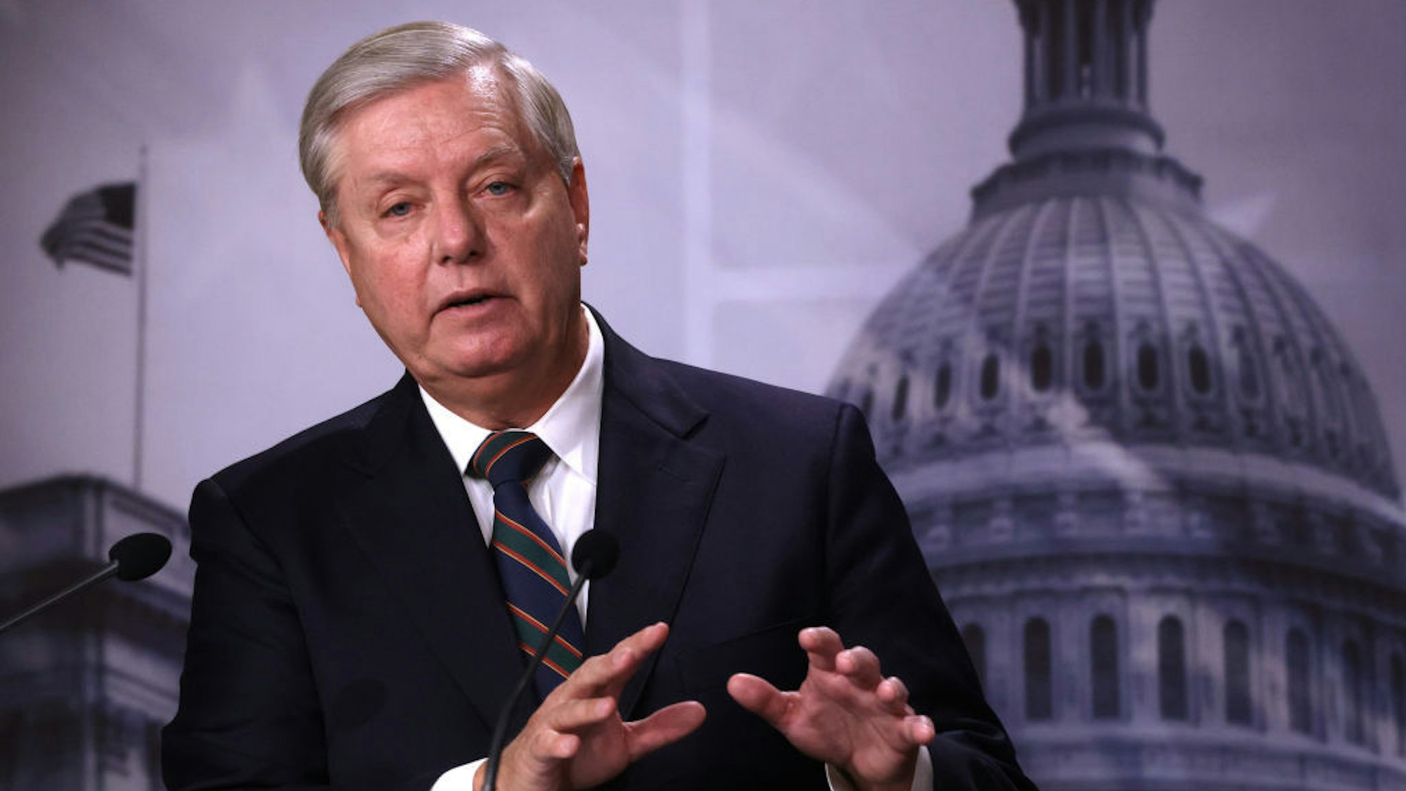 U.S. Sen. Lindsey Graham (R-SC) speaks during a news conference at the U.S. Capitol January 7, 2021 in Washington, DC. Sen. Graham condemned the pro-Trump mob’s action of storming the Capitol the day before. (Photo by Alex Wong/Getty Images)