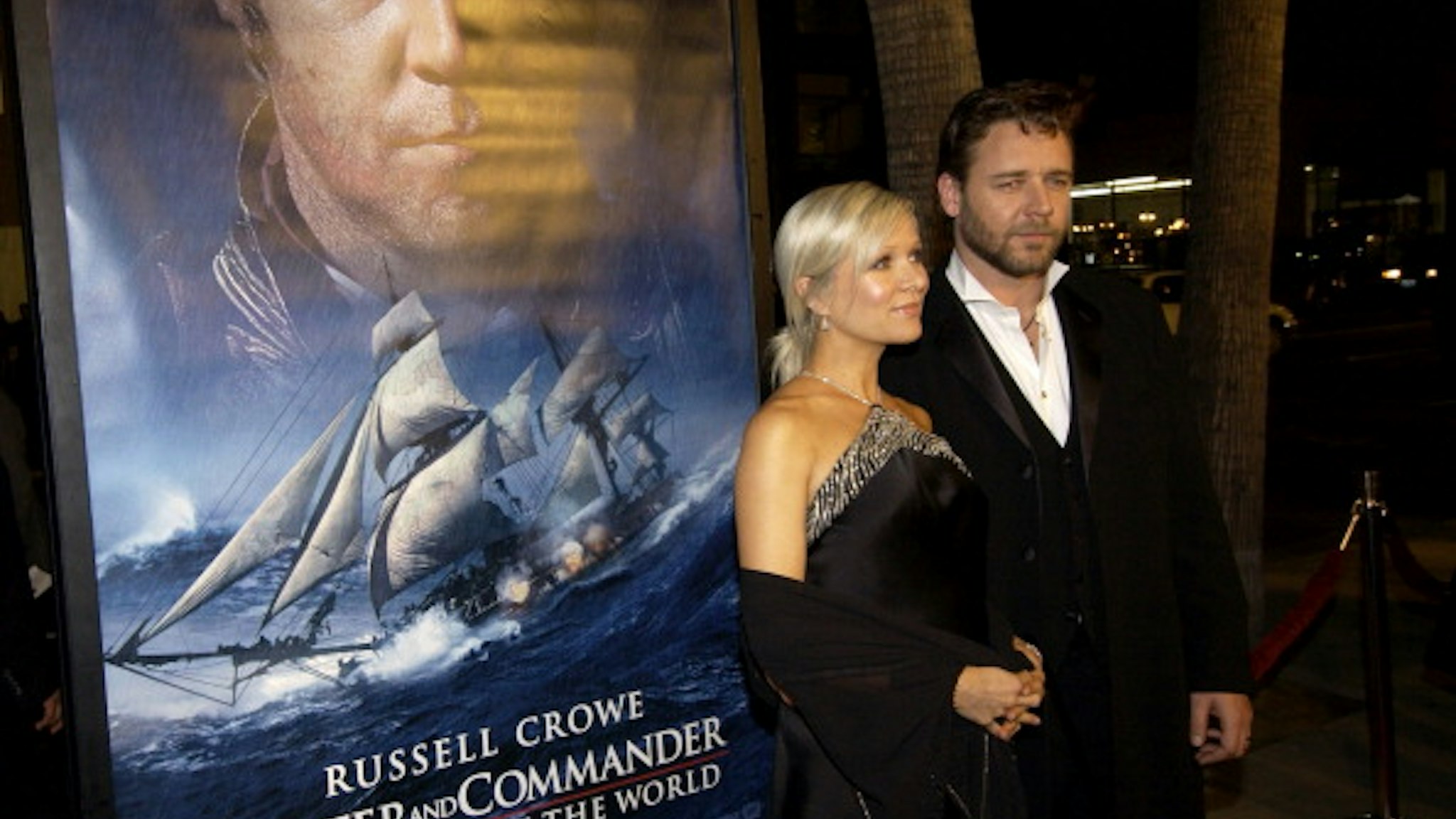 Danielle Spencer and Russell Crowe during "Master &amp; Commander: The Far Side of the World" Los Angeles Premiere - Red Carpet at Samuel Goldwyn Theater in Beverly Hills, California, United States.