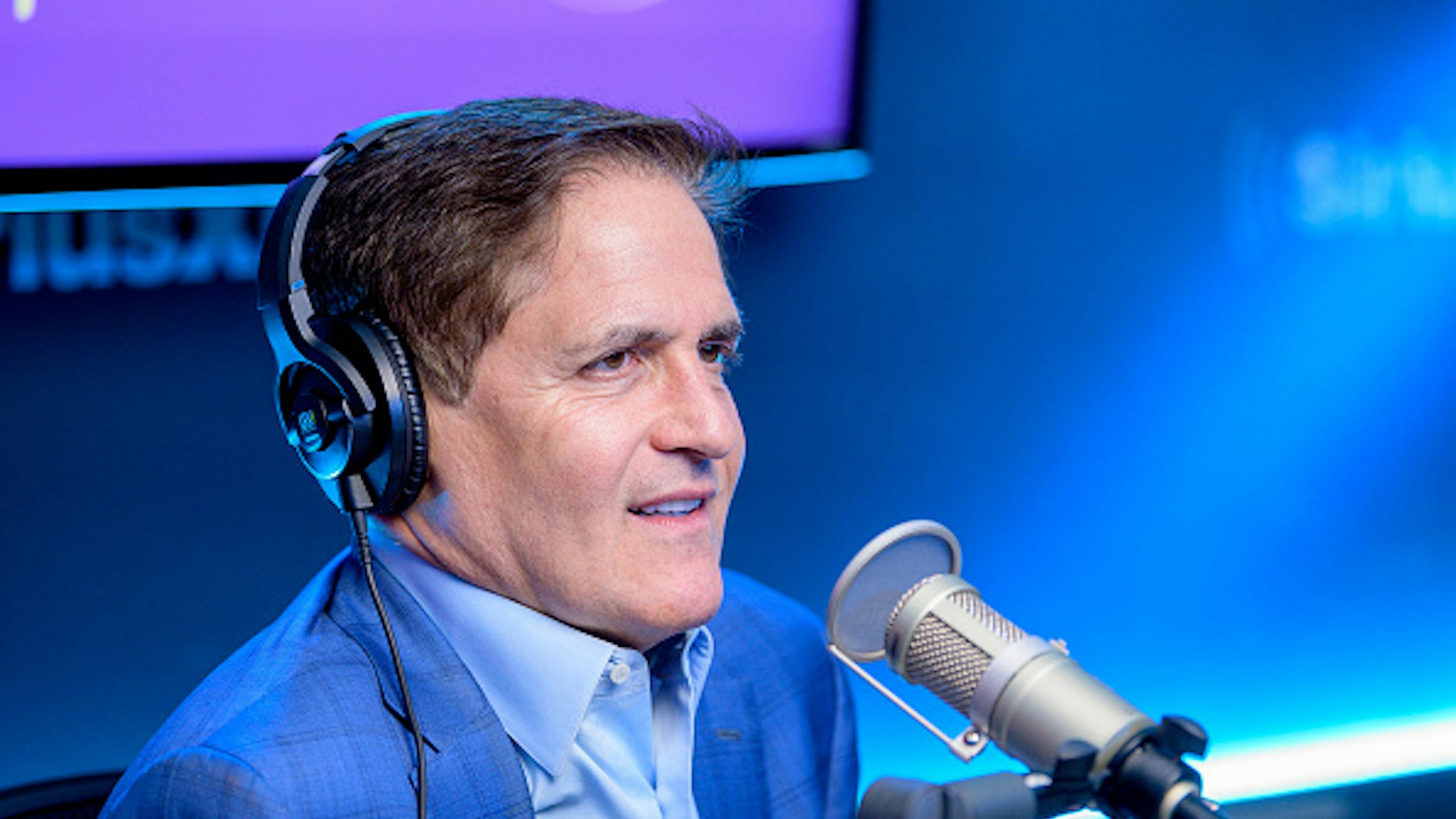 NEW YORK, NEW YORK - FEBRUARY 25: (EXCLUSIVE COVERAGE) Mark Cuban visits "Heather B Live" with host Heather B. Gardner at SiriusXM Studios on February 25, 2020 in New York City.