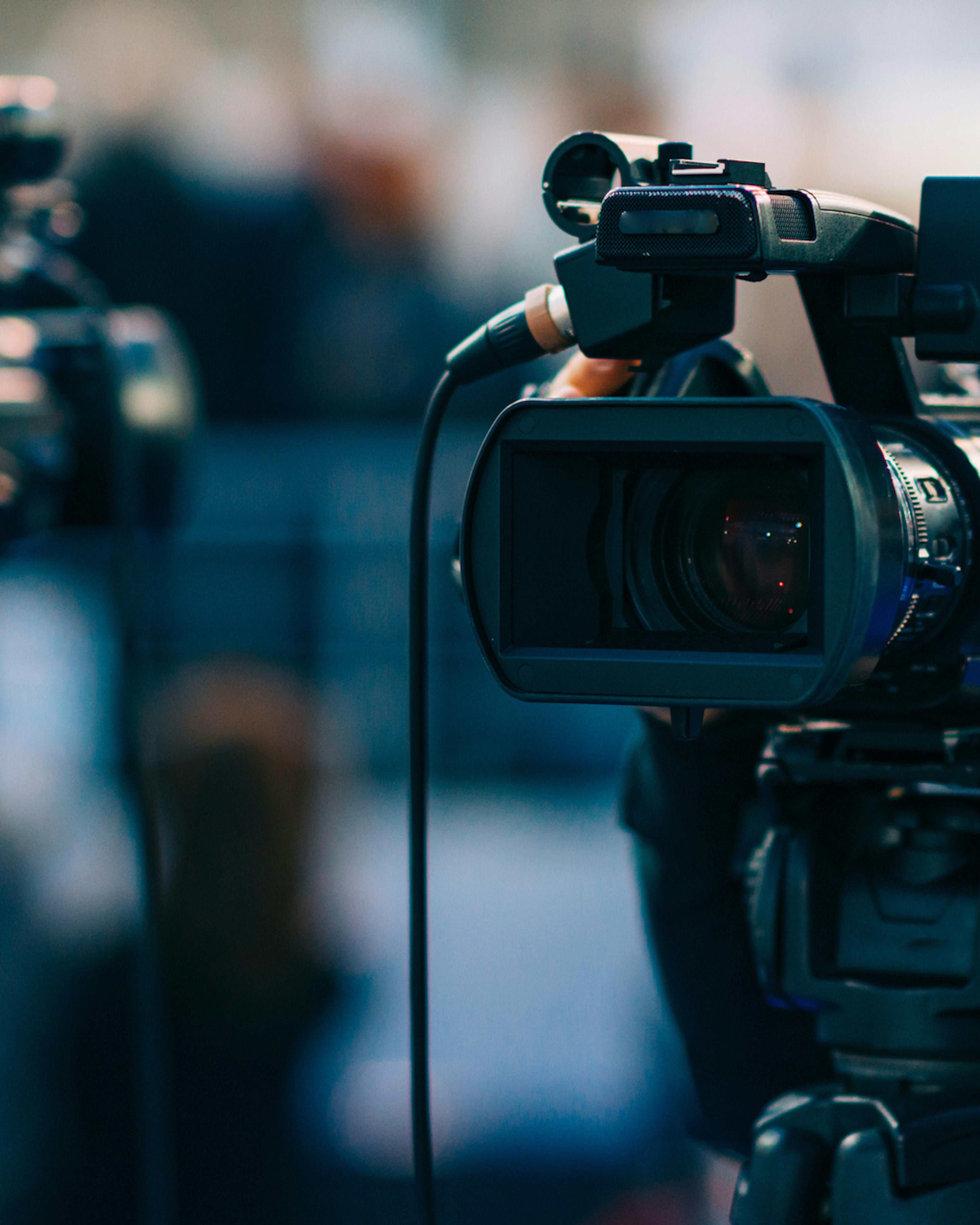 Movie Camera Cropped Hand Operating Movie Camera