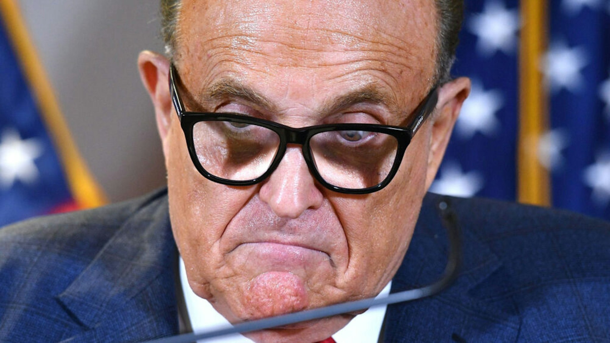Trump's personal lawyer Rudy Giuliani speaks during a press conference at the Republican National Committee headquarters in Washington, DC, on November 19, 2020.
