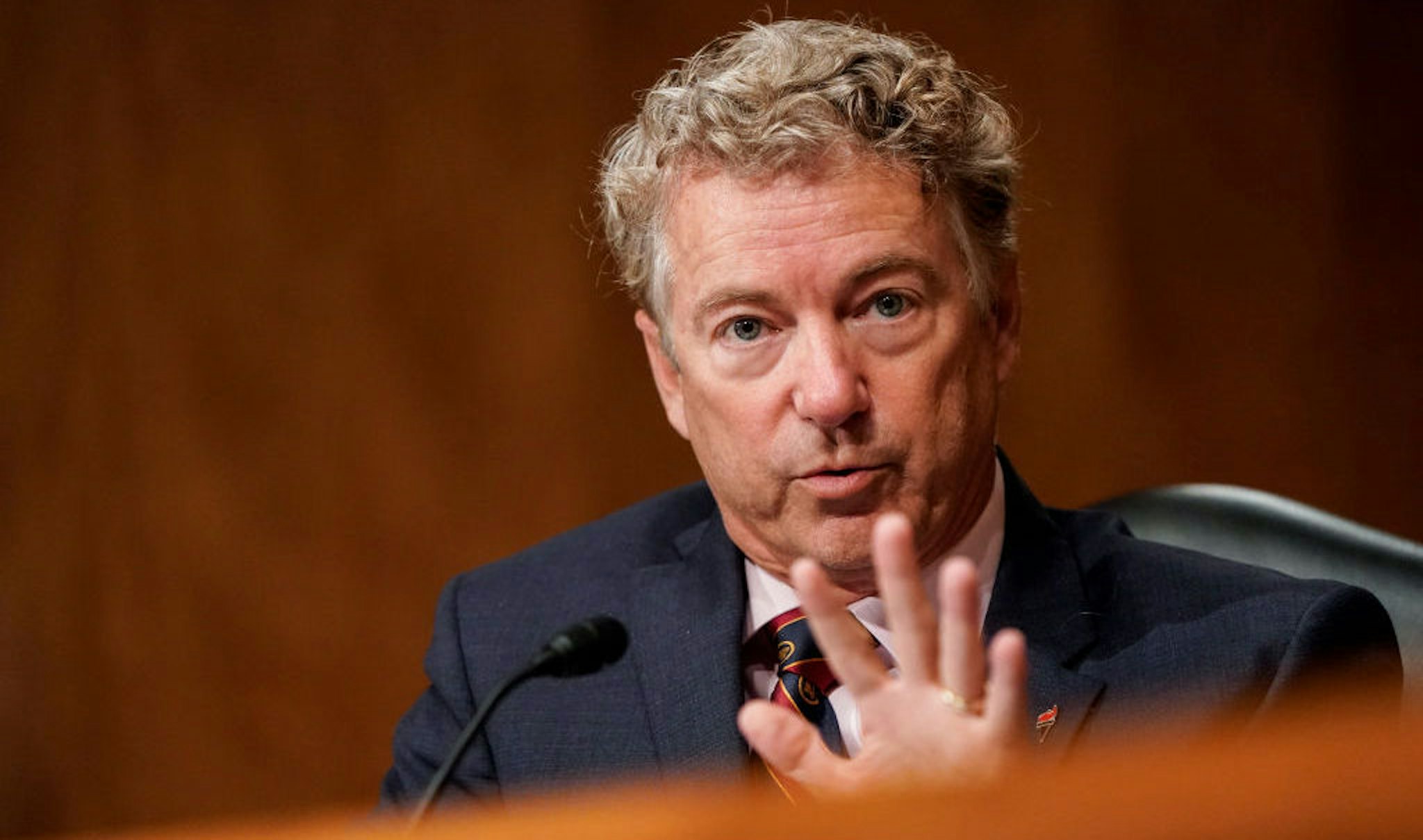 WASHINGTON, DC - SEPTEMBER 24: U.S. Sen. Rand Paul (R-KY) asks questions during a Senate Homeland Security and Governmental Affairs Committee hearing on "Threats to the Homeland" on Capitol Hill on September 24, 2020 in Washington, DC. (Photo by Joshua Roberts-Pool/Getty Images)