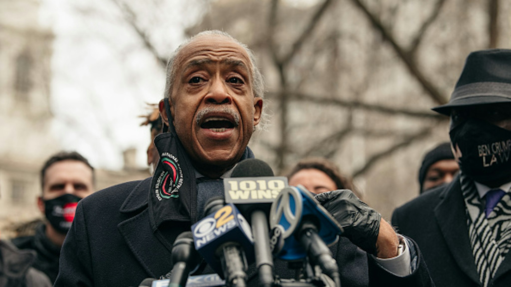 NEW YORK, NY - DECEMBER 30: Reverend Al Sharpton speaks at a press conference held by the family of Keyon Harrold Jr in lower Manhattan on December 30, 2020 in New York City. After Harrold Jr's father shared video footage of a white woman assaulting him and wrongfully accusing him of stealing her phone in a Manhattan hotel lobby, civil rights leaders have called for an end to persistent racial profiling and injustice.