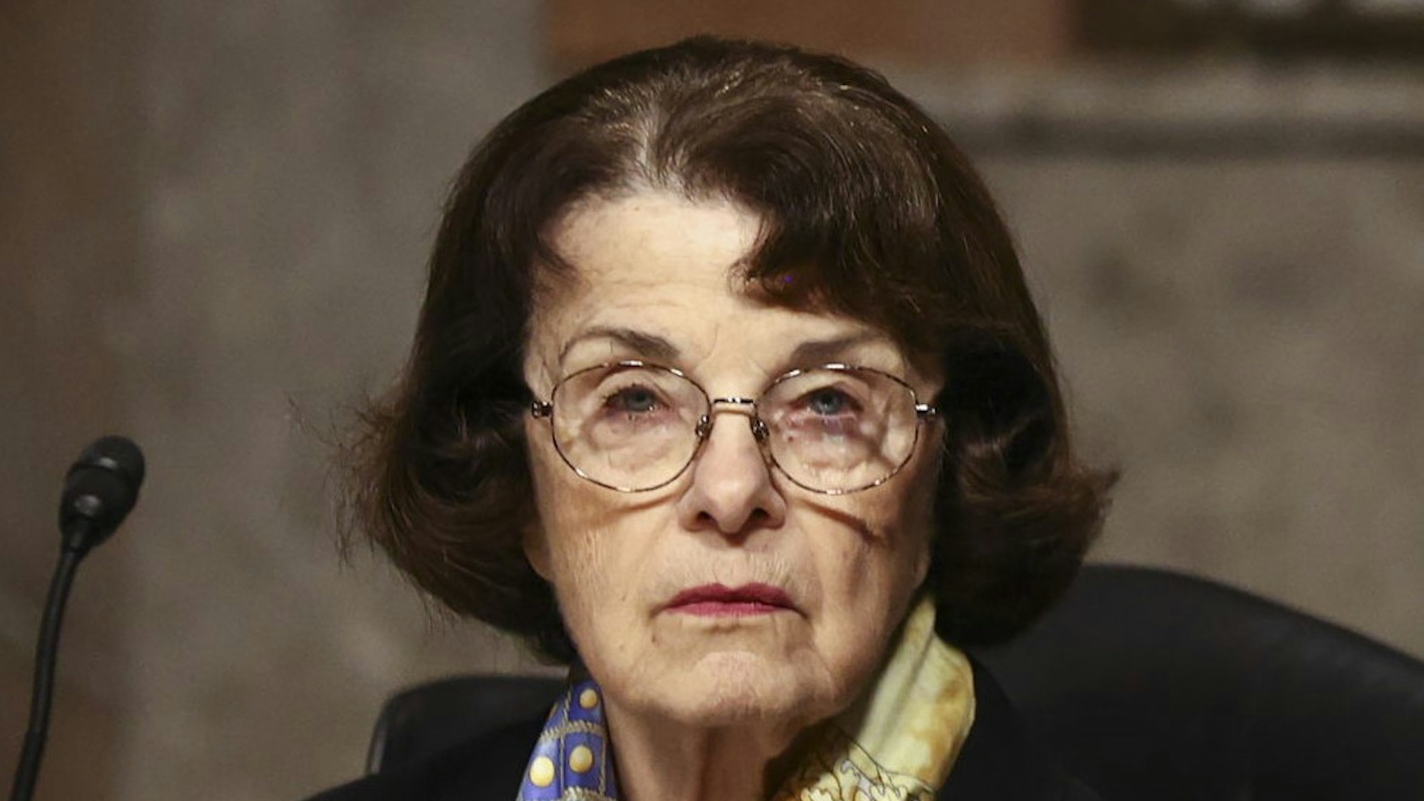 Senator Dianne Feinstein, a Democrat from California and ranking member of the Senate Judiciary Committee, listens during a hearing in Washington, D.C., U.S., on Tuesday, Nov. 18, 2020. Zuckerberg and Dorsey will be forced to defend themselves from accusations by Republican senators that their labeling of President Donald Trump's social-media posts claiming voter fraud as false or misleading amounts to censorship of conservative content. Photographer: