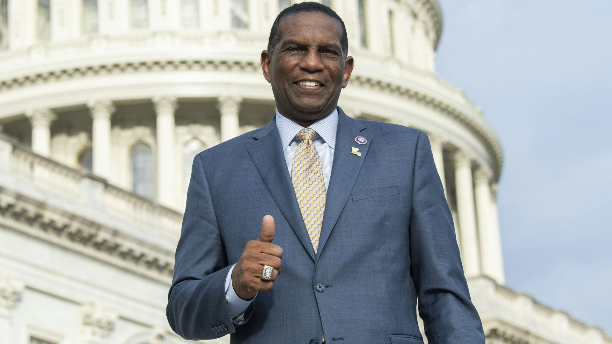 UNITED STATES - JANUARY 4: Rep. Burgess Owens, R-Utah, is seen during a group photo with freshmen members of the House Republican Conference on the House steps of the Capitol on Monday, January 4, 2021.