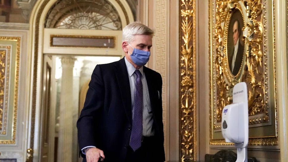 Second Impeachment Trial Of Donald J. Trump Continues In Senate WASHINGTON, DC - FEBRUARY 13: Sen. Bill Cassidy (R-LA.) is seen in the Senate Reception Room during the fifth day of the impeachment trial of former President Donald Trump on Capitol Hill on February 13, 2021 in Washington, DC. The Senate voted 57-43 to acquit Trump of the charges of inciting the January 6 attack on the U.S. Capitol.