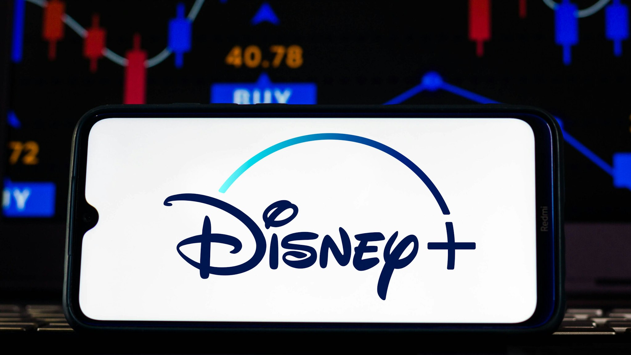 BRAZIL - 2021/02/12: In this photo illustration the Disney+ (Plus) logo seen displayed on a smartphone screen.