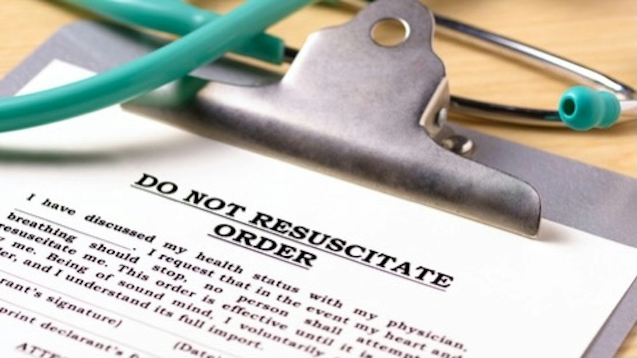 Do not resuscitate order form on clipboard - stock photo