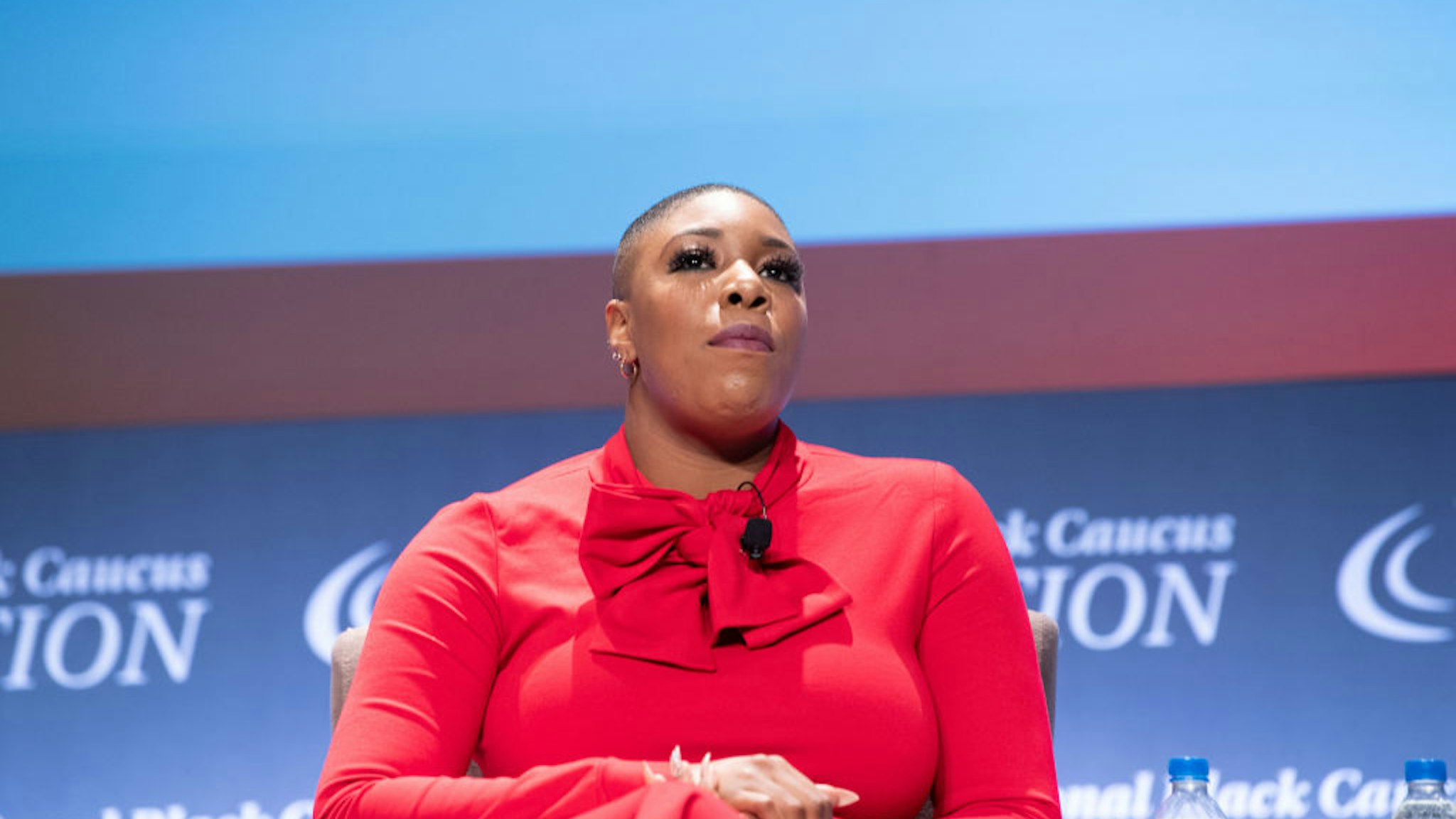 Symone Sanders speaks onstage at the National Town Hall on the second day of the 48th Annual Congressional Black Caucus Foundation on September 13, 2018 in Washington, DC.