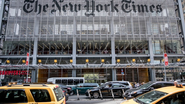 The New York Times building in the west side of Midtown Manhattan.