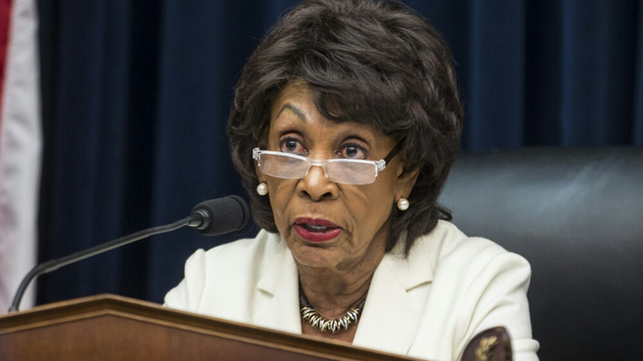WASHINGTON, DC - APRIL 09: House Financial Services Committee Chairman Maxine Waters (D-CA) speaks during a House Financial Services Committee Hearing on Capitol Hill on April 9, 2019 in Washington, DC. U.S. Secretary of Treasury Steve Mnuchin is testifying on the state of the international financial system.