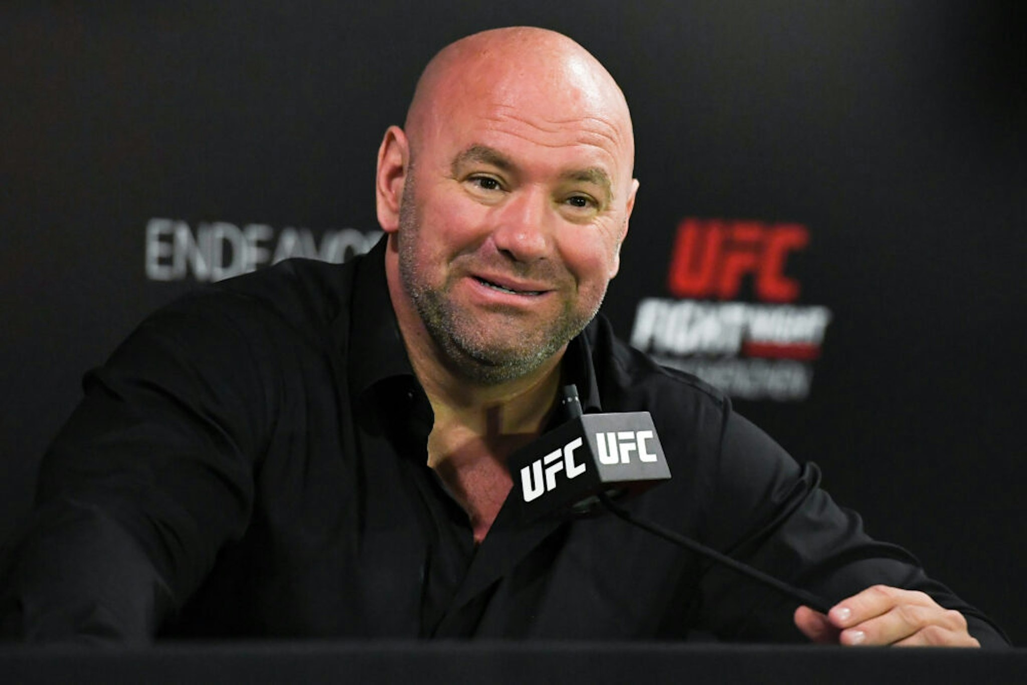 SHENZHEN, CHINA - AUGUST 31: UFC President Dana White attends the press conference after the UFC Fight Night event at Shenzhen Universiade Sports Centre on August 31, 2019 in Shenzhen, China.