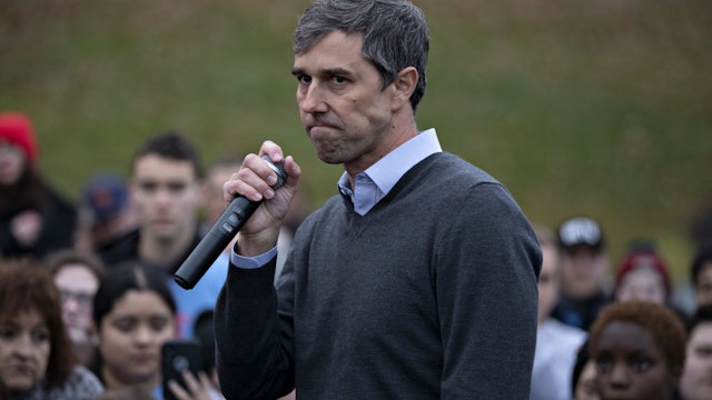 Beto O'Rourke, former Representative from Texas, speaks on the sidelines of the Iowa Democratic Party Liberty &amp; Justice Dinner in Des Moines, Iowa, U.S., on Friday, Nov. 1, 2019. The former Texas congressman said in a blog post earlier in the day that he was ending his bid for the White House amid lackluster fundraising and poor poll numbers. Photographer: Daniel Acker/Bloomberg via Getty Images