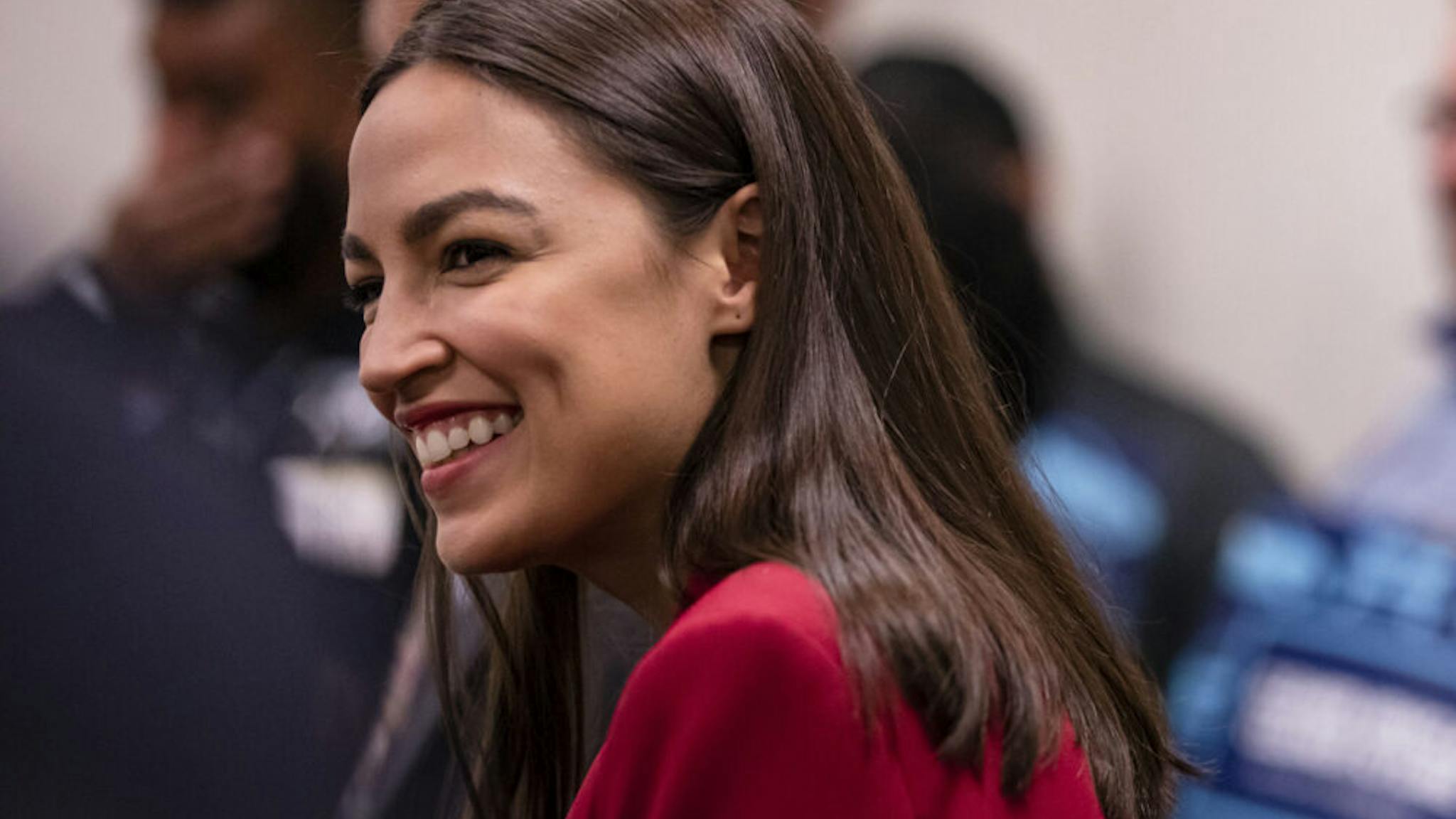 Alexandria Ocasio-Cortez WASHINGTON, DC - FEBRUARY 06: Rep. Alexandria Ocasio-Cortez (D-NY) attends a press conference with Rep. Andy Levin (D-MI) about their new bill called the EV Freedom Act on Capitol Hill on February 6, 2020 in Washington, DC. The EV Freedom Act is a plan to create a nation wide charging infrastructure for electric vehicles.