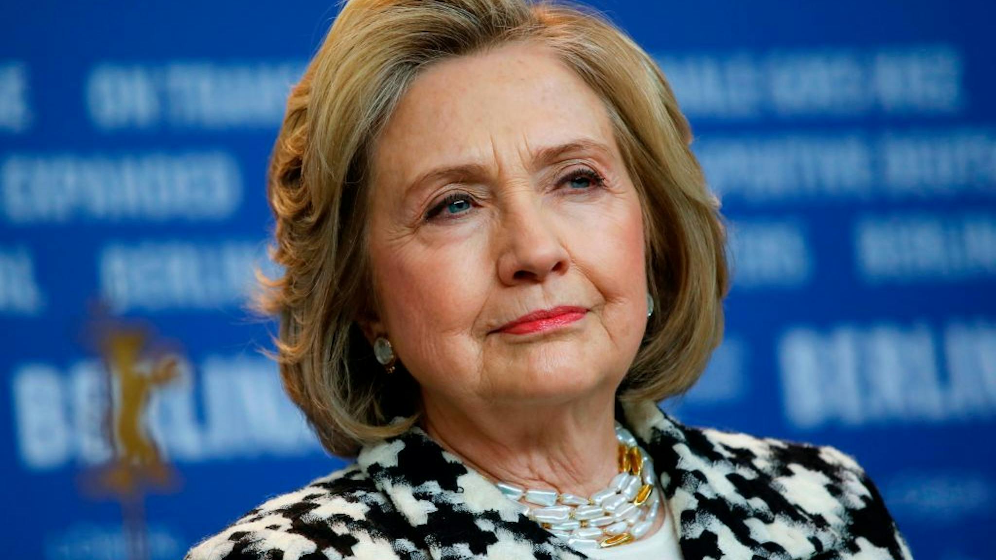 GERMANY-BERLINALE-FILM-FESTIVAL Former US Secretary of State and First Lady Hillary Rodham Clinton addresses a press conference for the film "Hillary" screened in the Berlinale Special category at the 70th Berlinale film festival on February 25, 2020 in Berlin. - The 11-day Berlinale celebrates its 70th anniversary and runs until March 1, 2020. (Photo by DAVID GANNON / AFP) (Photo by DAVID GANNON/AFP via Getty Images)