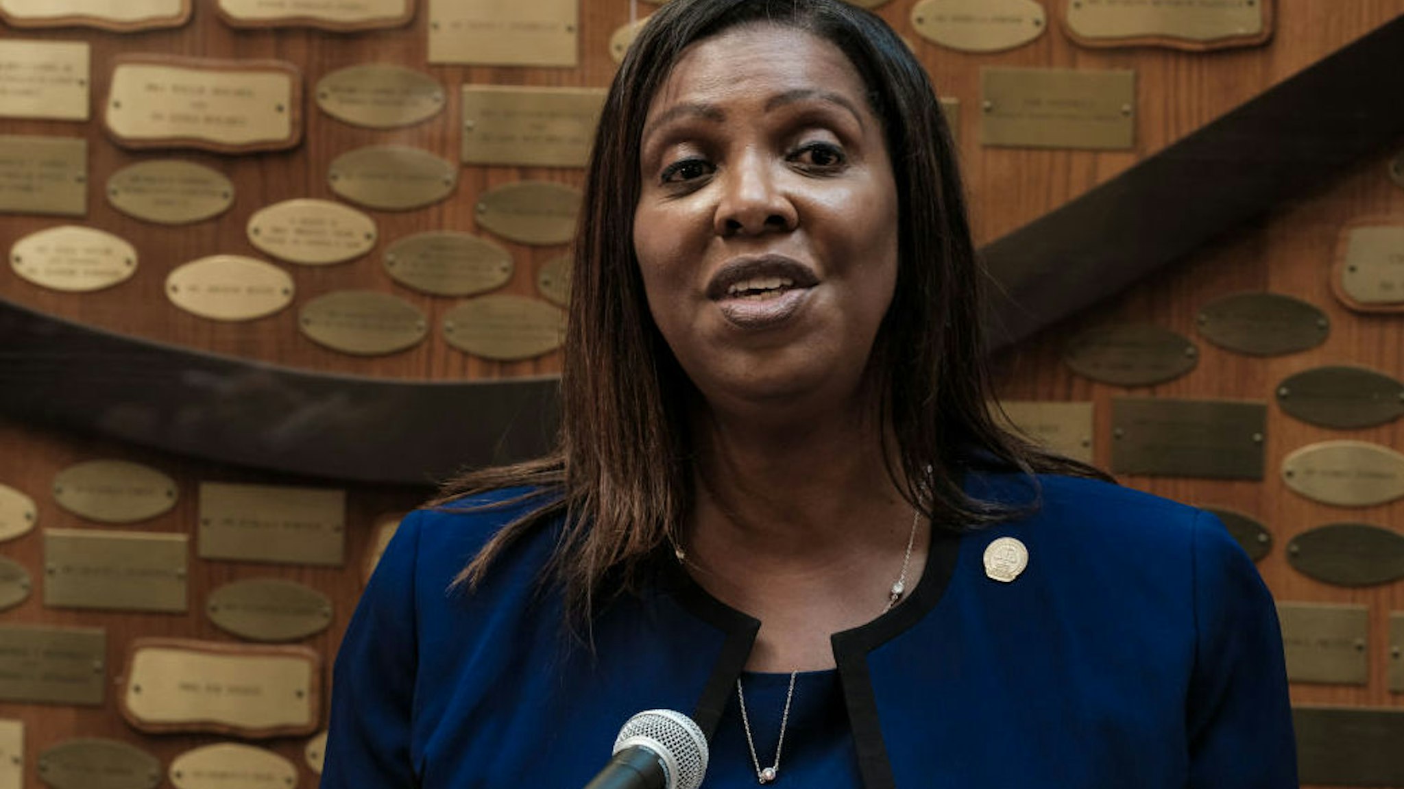 New York State Attorney General Letitia James speaks at a news conference about the ongoing investigation into the death of Daniel Prude on September 20, 2020 in Rochester, New York.