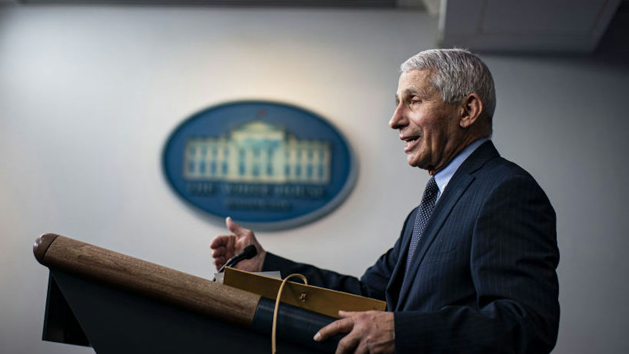 Anthony Fauci, director of the National Institute of Allergy and Infectious Diseases, speaks during a news conference in the James S. Brady Press Briefing Room at the White House in Washington, D.C., U.S., on Thursday, Jan. 21, 2021. Biden in his first full day in office plans to issue a sweeping set of executive orders to tackle the raging Covid-19 pandemic that will rapidly reverse or refashion many of his predecessor's most heavily criticized policies. Photographer: Al Drago/Bloomberg