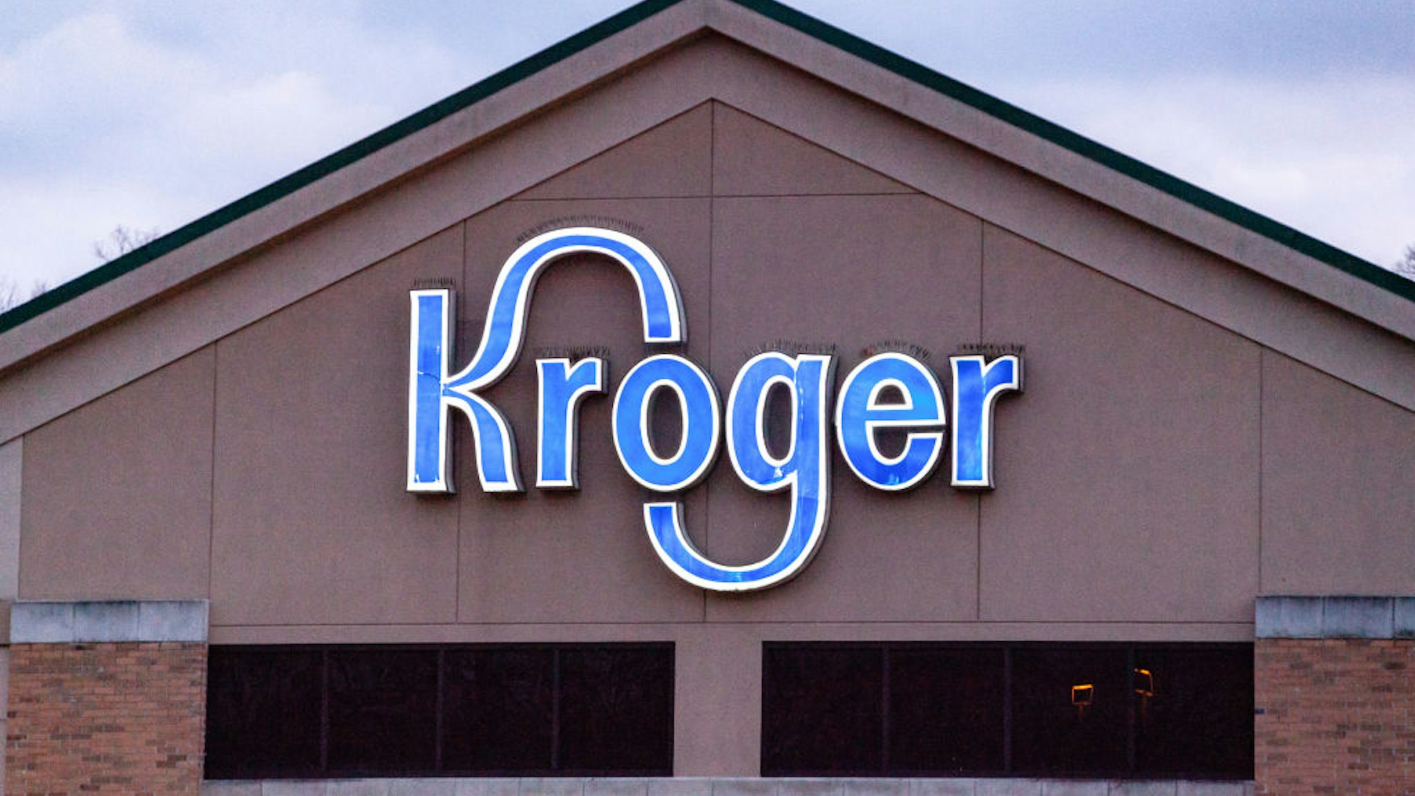 Kroger logo is seen at one of their stores in Athens. Businesses that line East State Street in Athens, Ohio, an Appalachian community in southeastern Ohio.