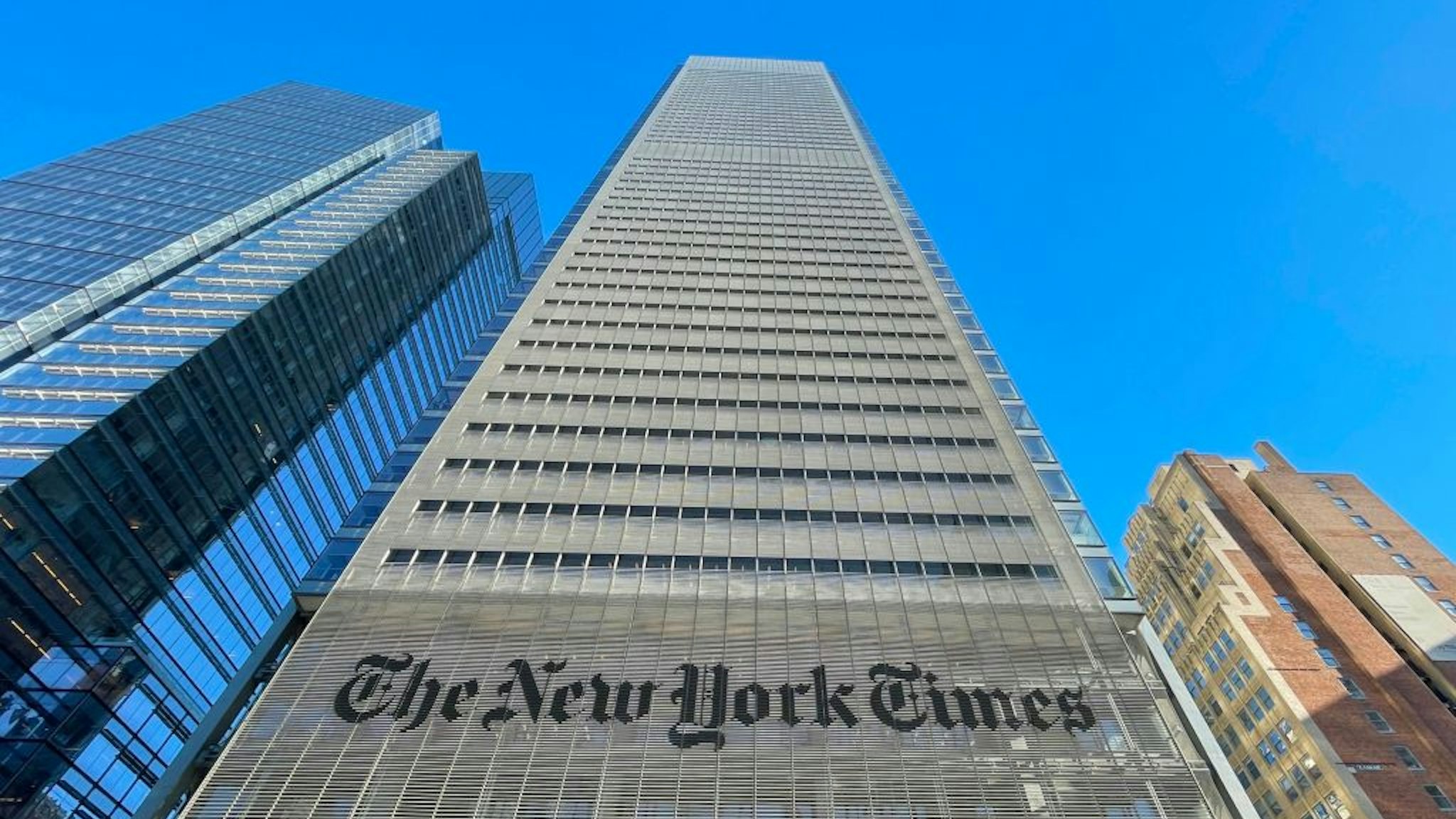 The New York Times Building is seen in New York City on February 4, 2021