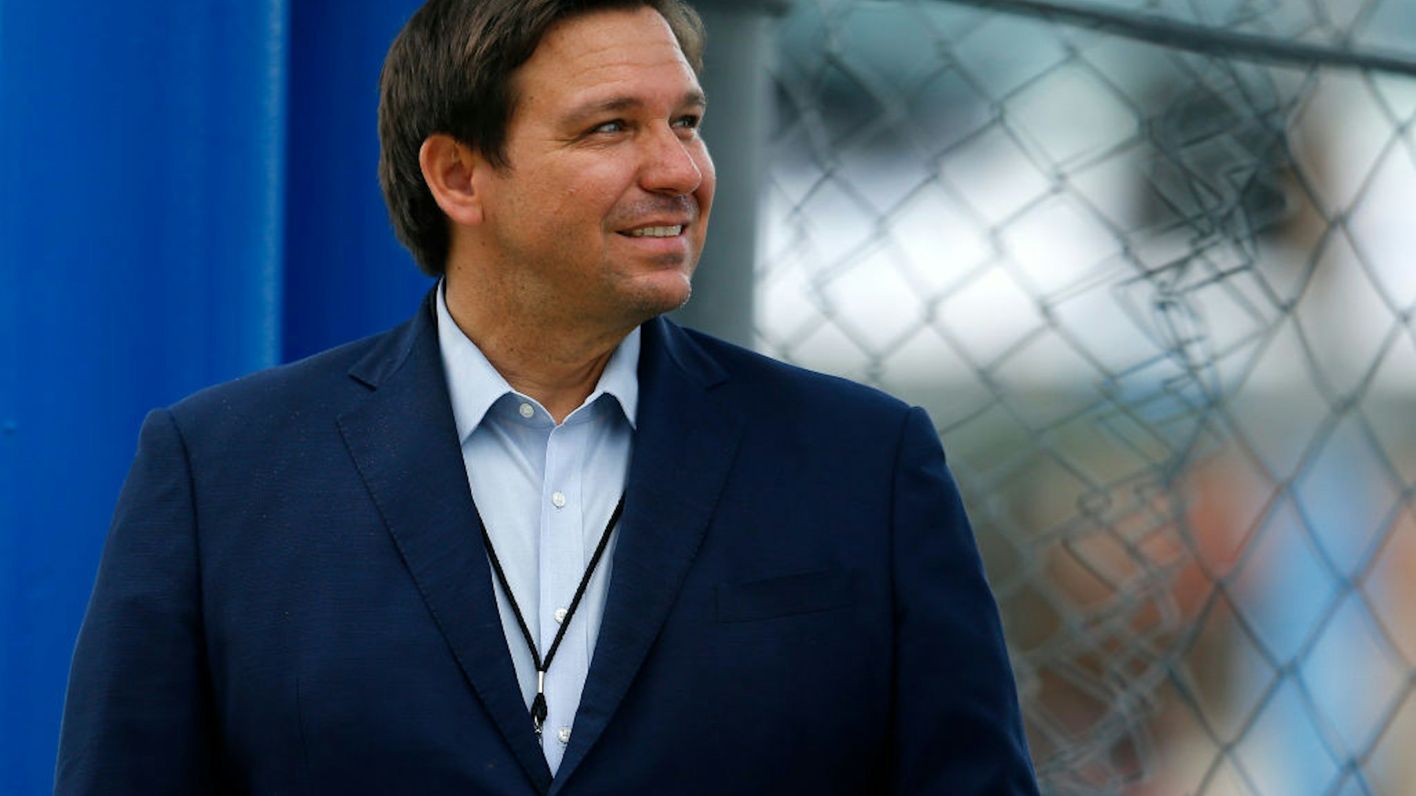 Florida Governor Ron DeSantis looks on prior to the NASCAR Cup Series Dixie Vodka 400 at Homestead-Miami Speedway on June 14, 2020 in Homestead, Florida.