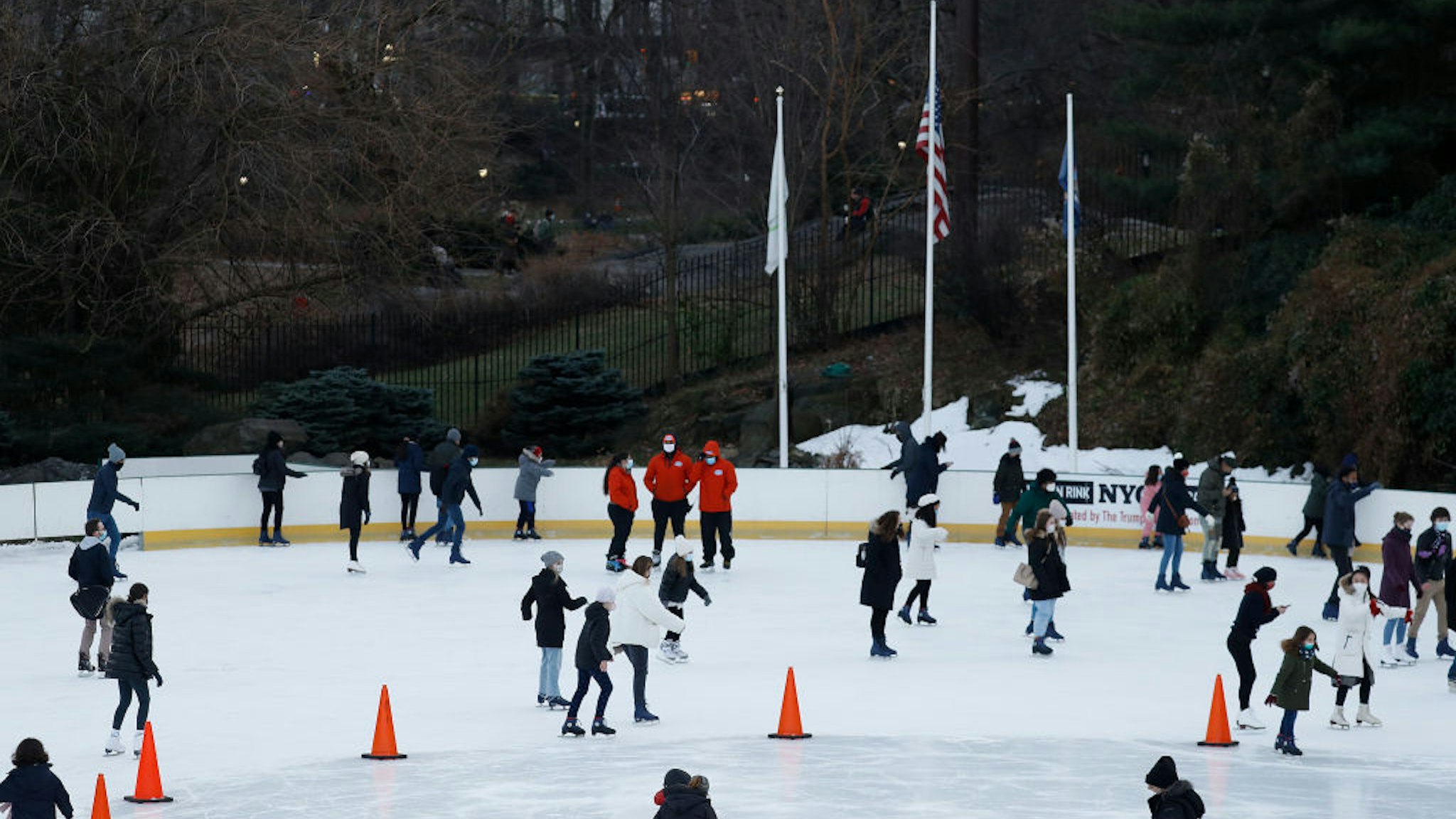 People skate at Wollman Rink in Central Park on December 27, 2020 in New York City.