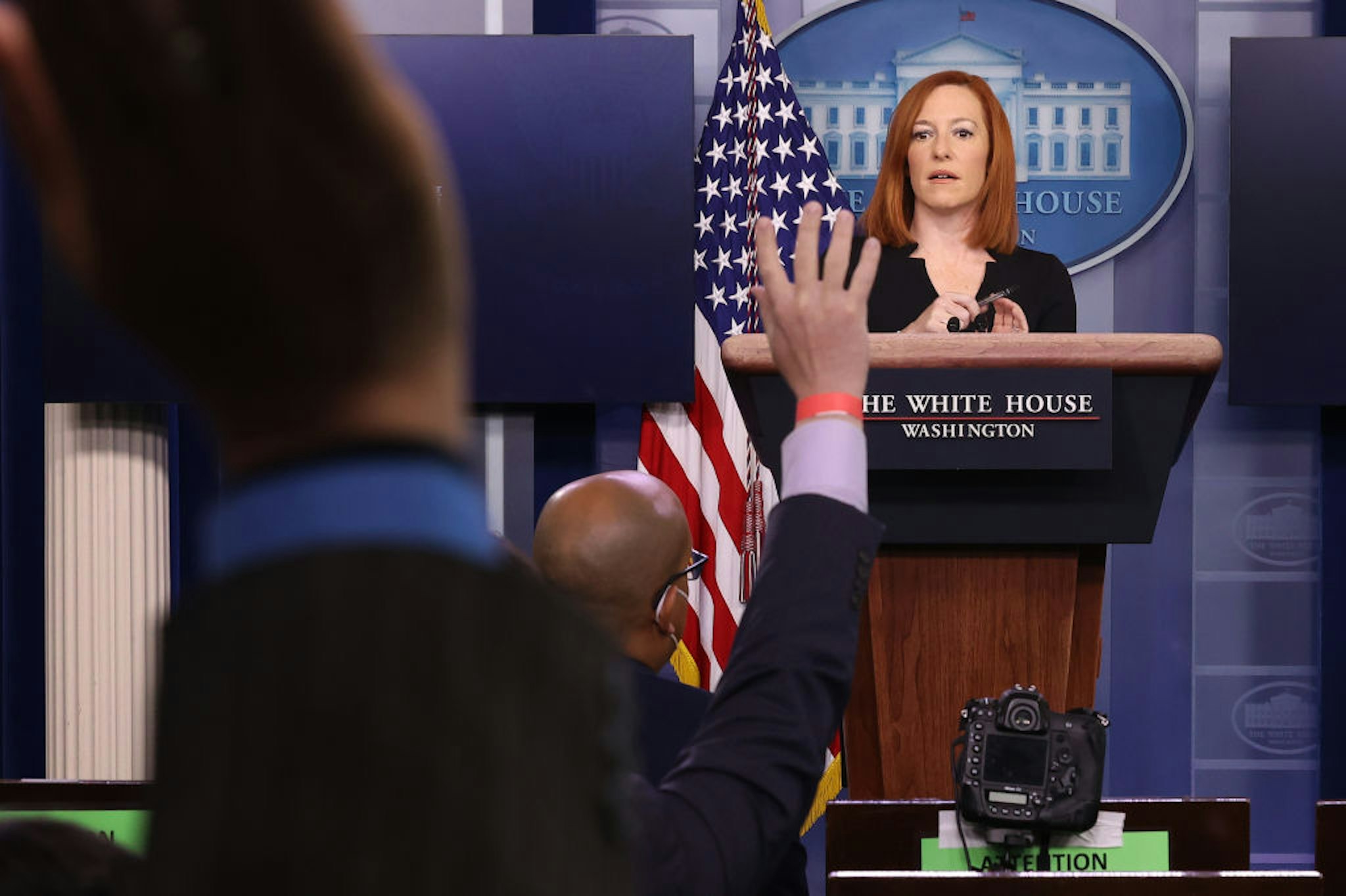 White House Press Secretary Jen Psaki talks to reporters during her daily news briefing at the White House February 01, 2021 in Washington, DC.