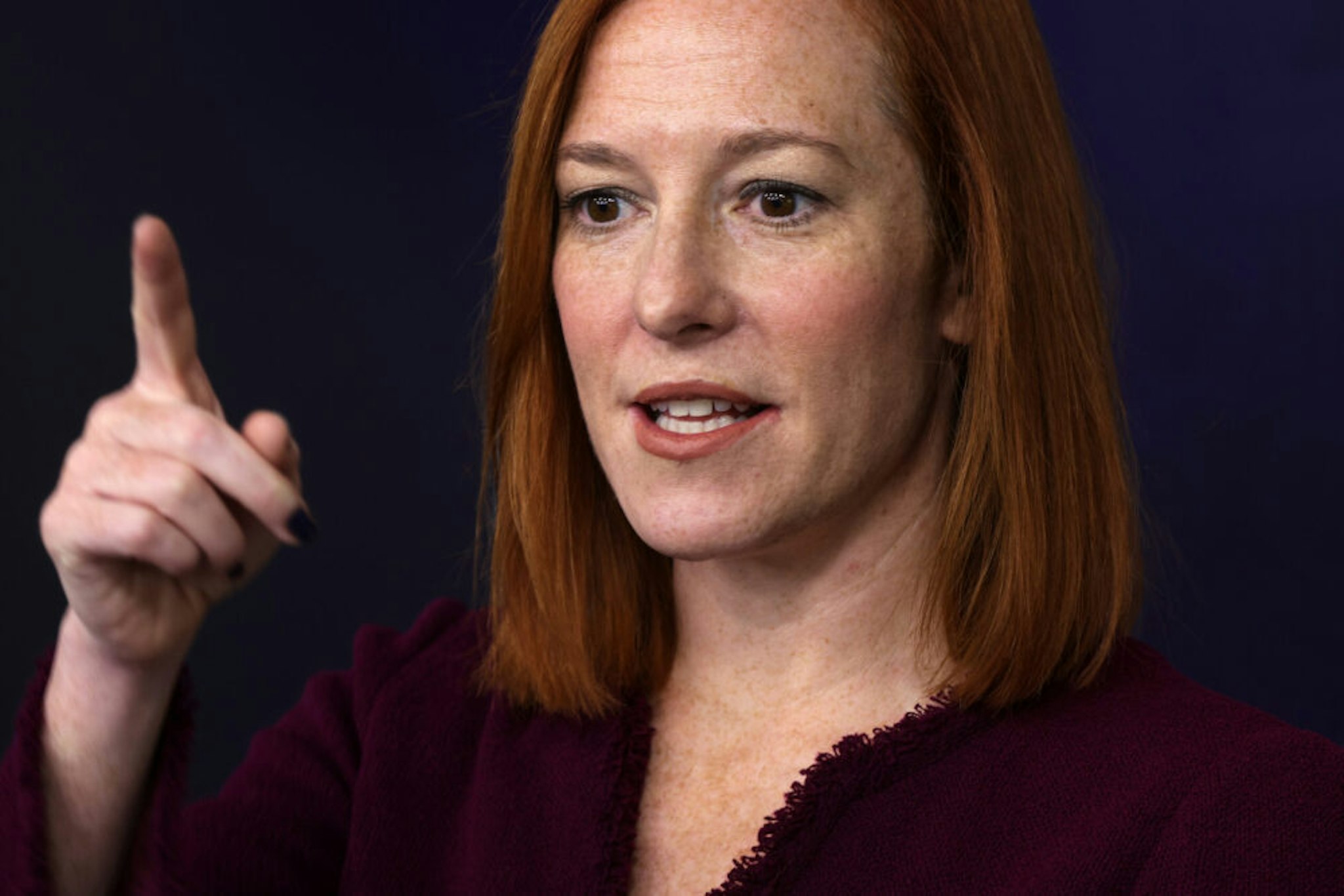 WASHINGTON, DC - FEBRUARY 09: White House Press Secretary Jen Psaki speaks during a news briefing at the James Brady Press Briefing Room of the White House February 9, 2021 in Washington, DC. Psaki held a news briefing to answers questions from the members of the press.