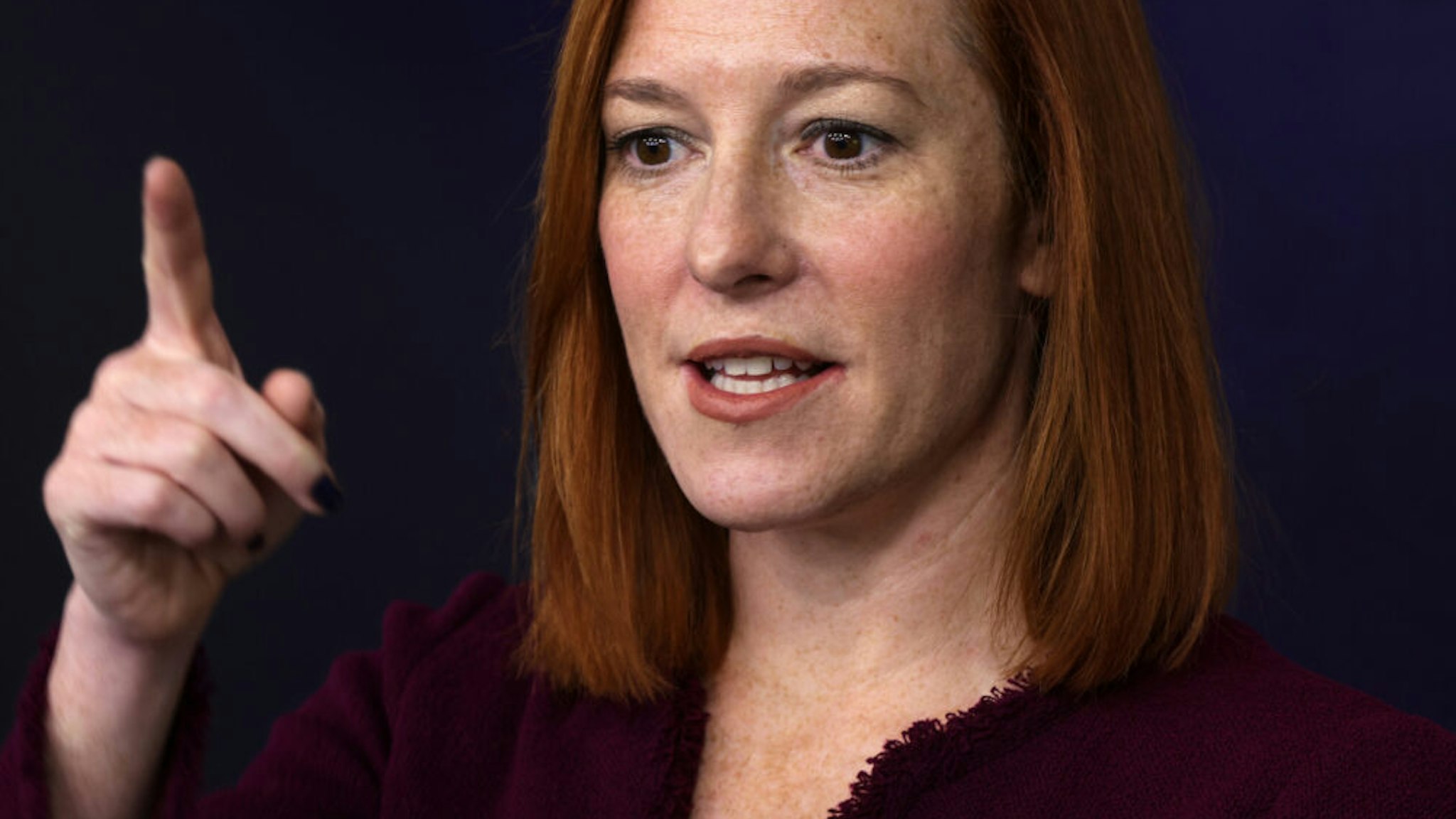WASHINGTON, DC - FEBRUARY 09: White House Press Secretary Jen Psaki speaks during a news briefing at the James Brady Press Briefing Room of the White House February 9, 2021 in Washington, DC. Psaki held a news briefing to answers questions from the members of the press.