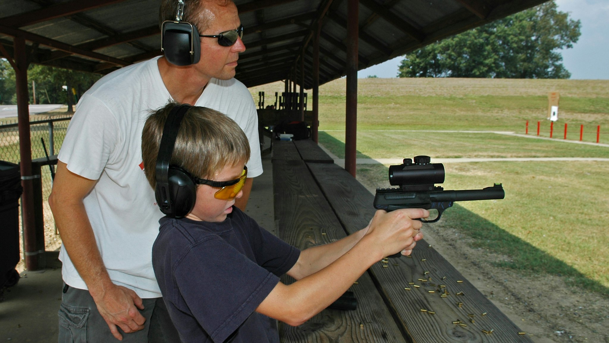 Father and Son Shooting Lessons